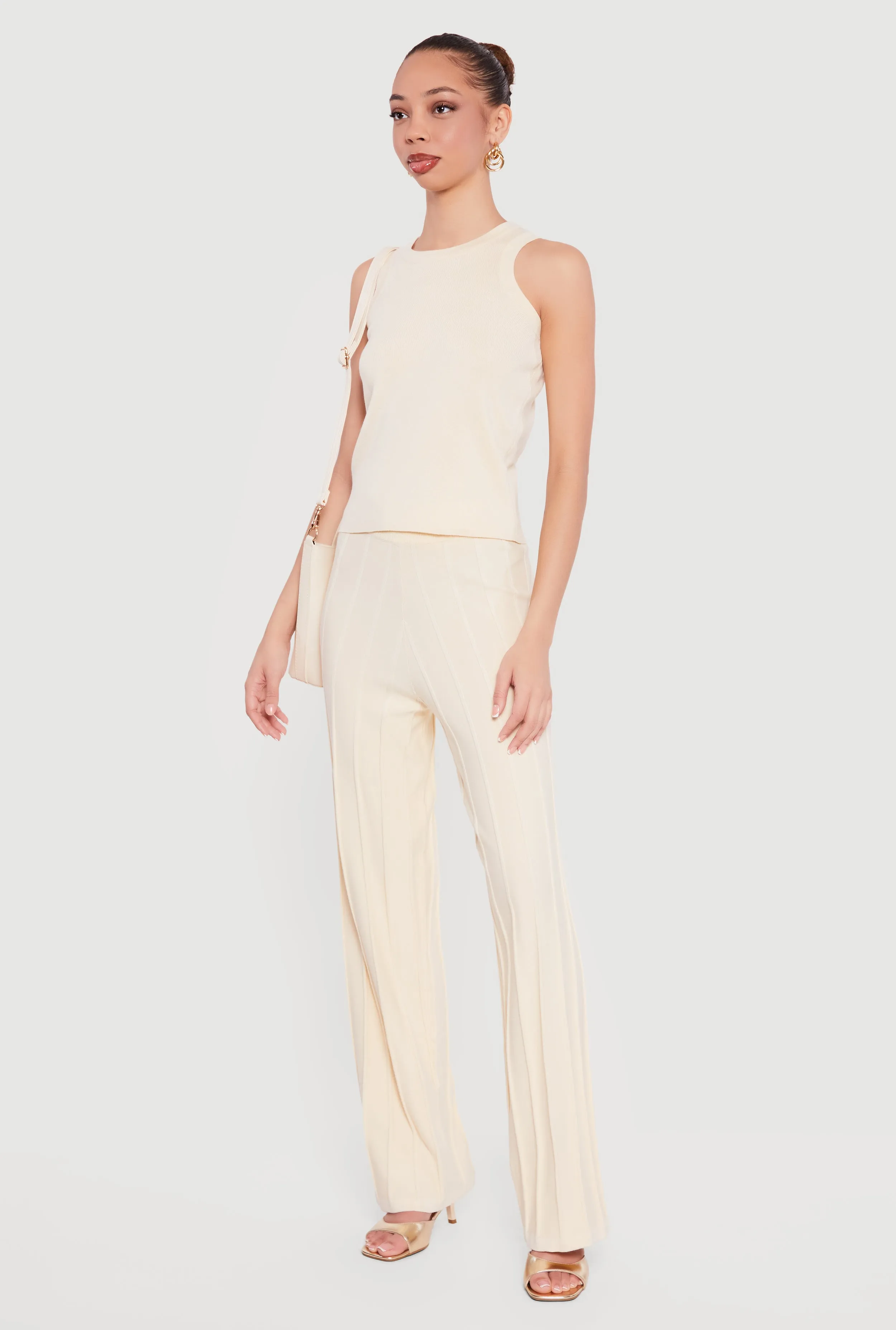 High Waisted Pintuck Pull On Straight Leg Pants sold by Rainbow product image thumbnail 2