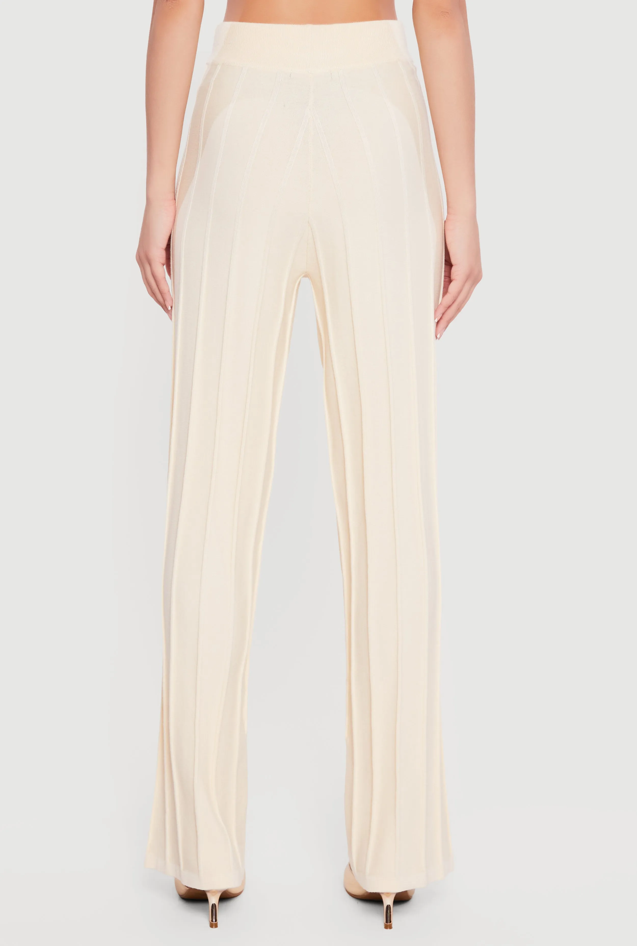 High Waisted Pintuck Pull On Straight Leg Pants sold by Rainbow product image thumbnail 5