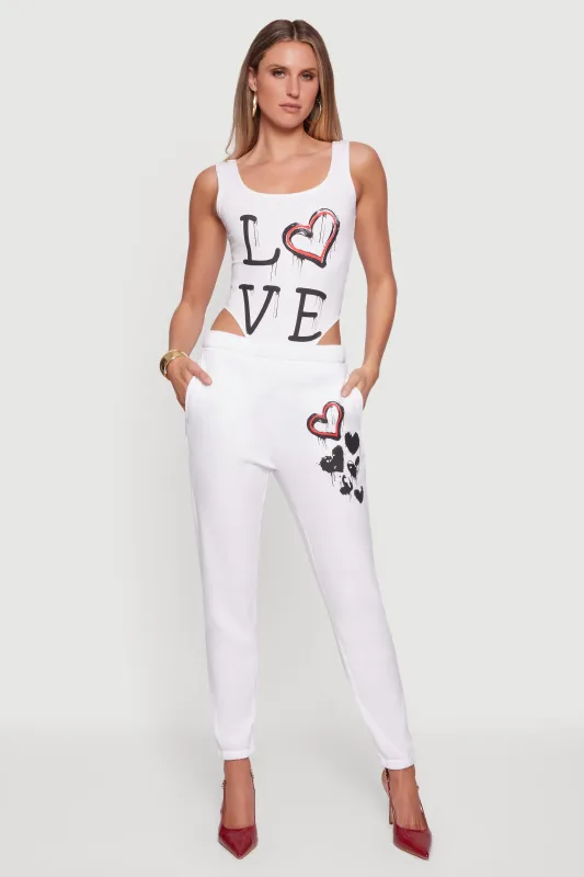 Graffiti Heart Graphic Mid Rise Sweatpants made by Rainbow