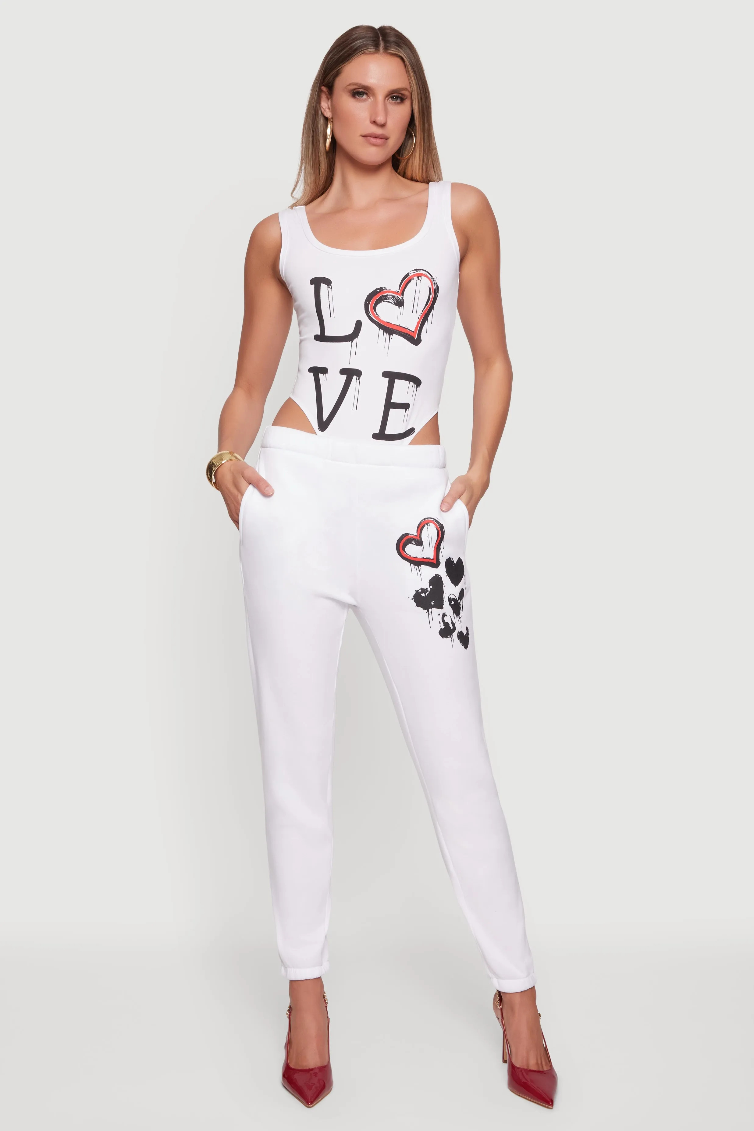 Graffiti Heart Graphic Mid Rise Sweatpants sold by Rainbow
