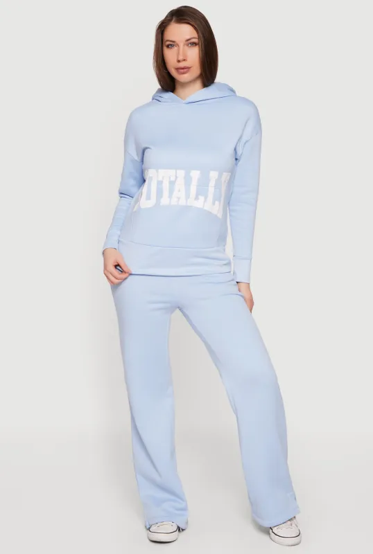 High Waisted Pull On Fleece Sweatpants with Pockets made by Rainbow