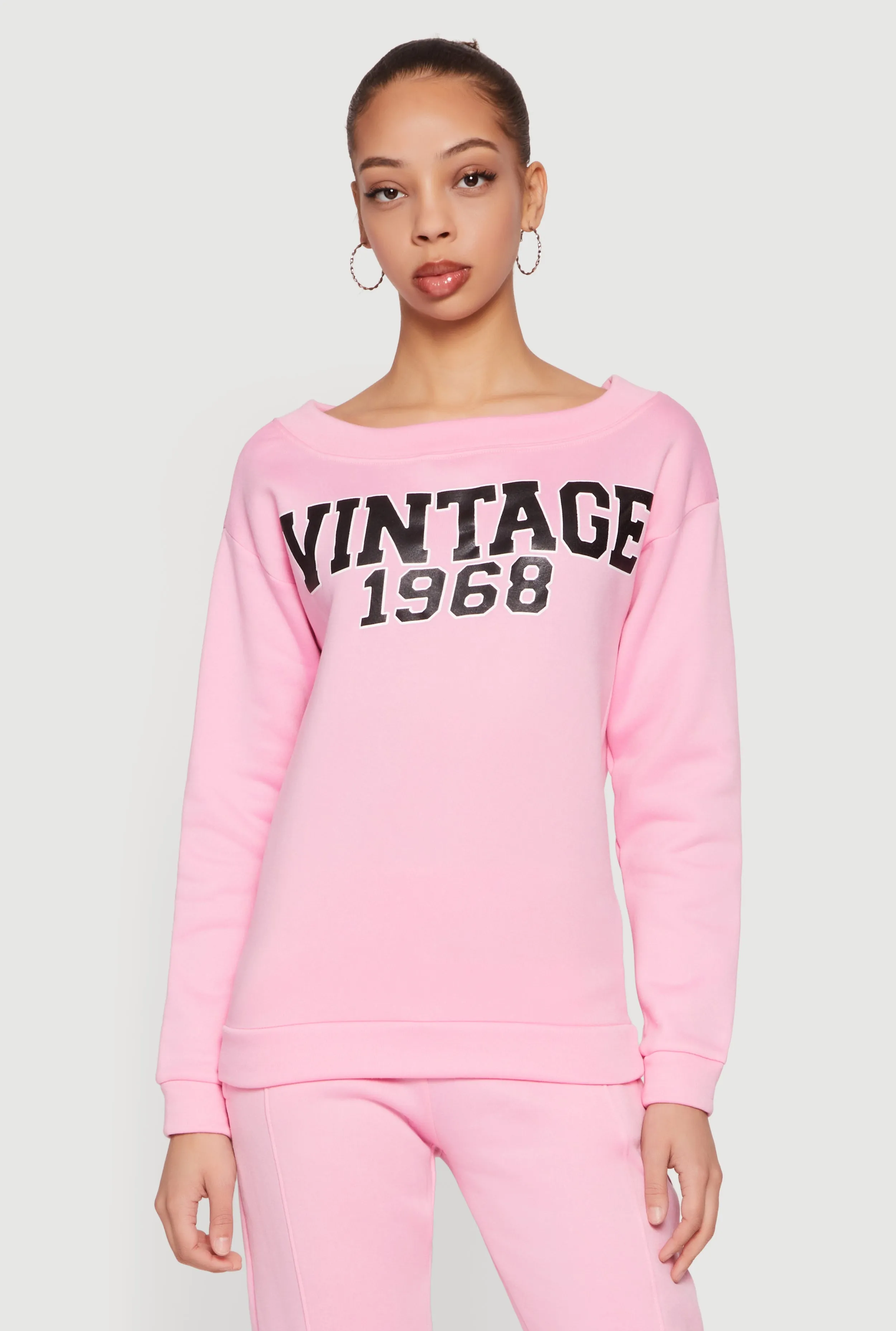 Vintage 1968 Graphic Long Sleeve Boat Neck Sweatshirt sold by Rainbow