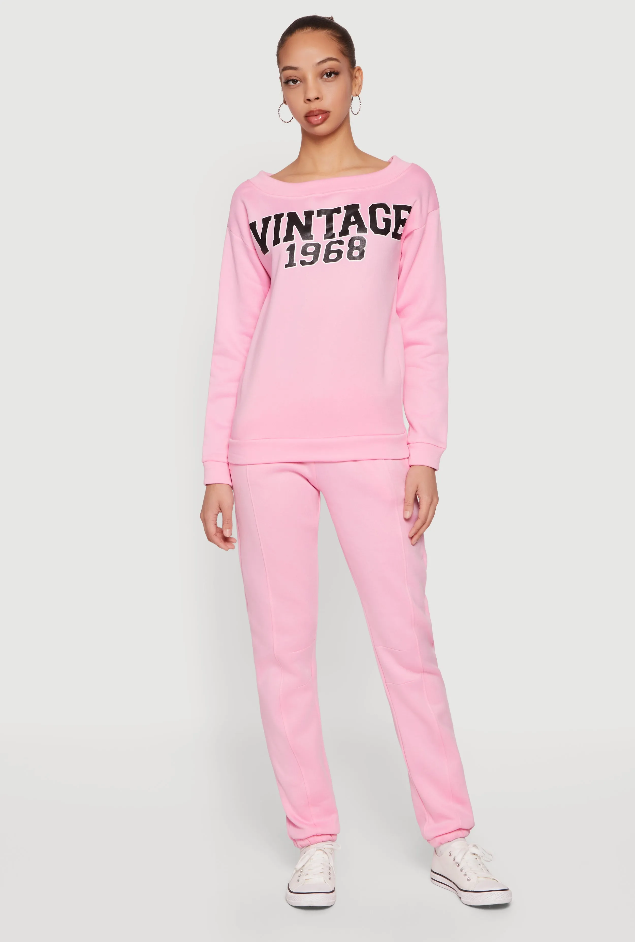 Vintage 1968 Graphic Long Sleeve Boat Neck Sweatshirt sold by Rainbow product image thumbnail 2