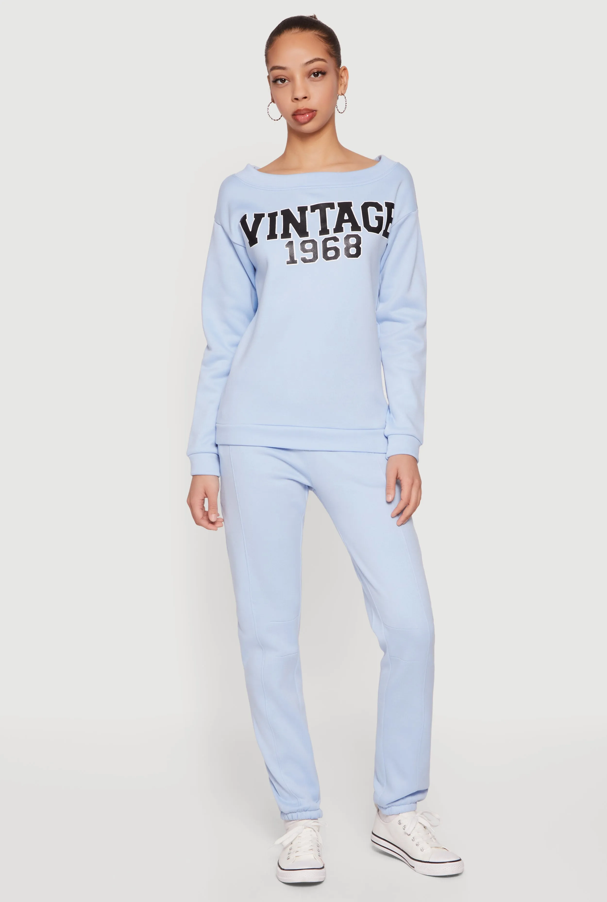 Vintage 1968 Graphic Long Sleeve Boat Neck Sweatshirt sold by Rainbow product image thumbnail 2