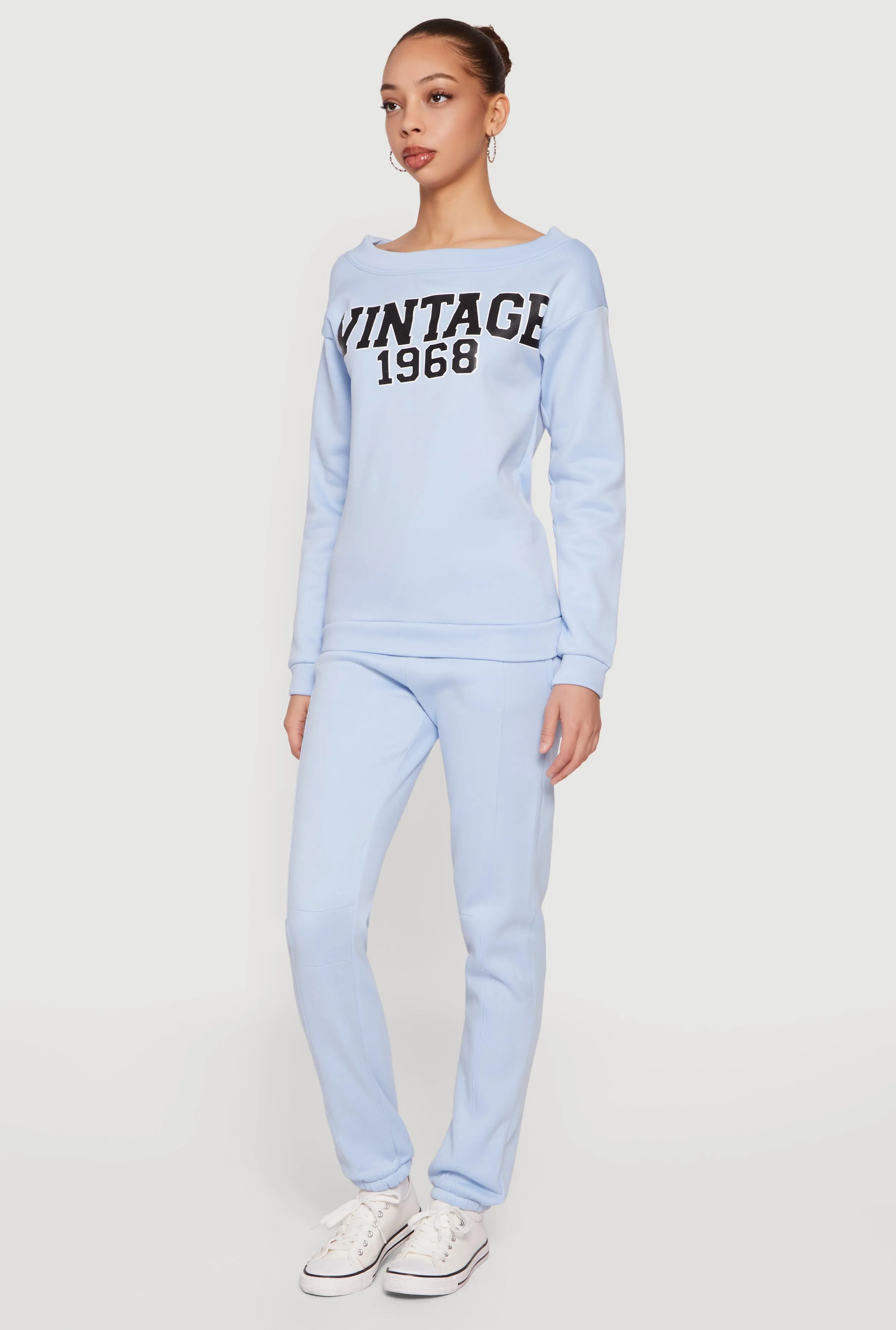 Vintage 1968 Graphic Long Sleeve Boat Neck Sweatshirt sold by Rainbow product image thumbnail 3