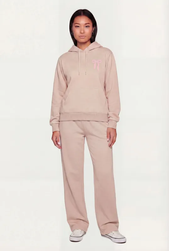 Bow Graphic High Waisted Wide Leg Sweatpants made by iris