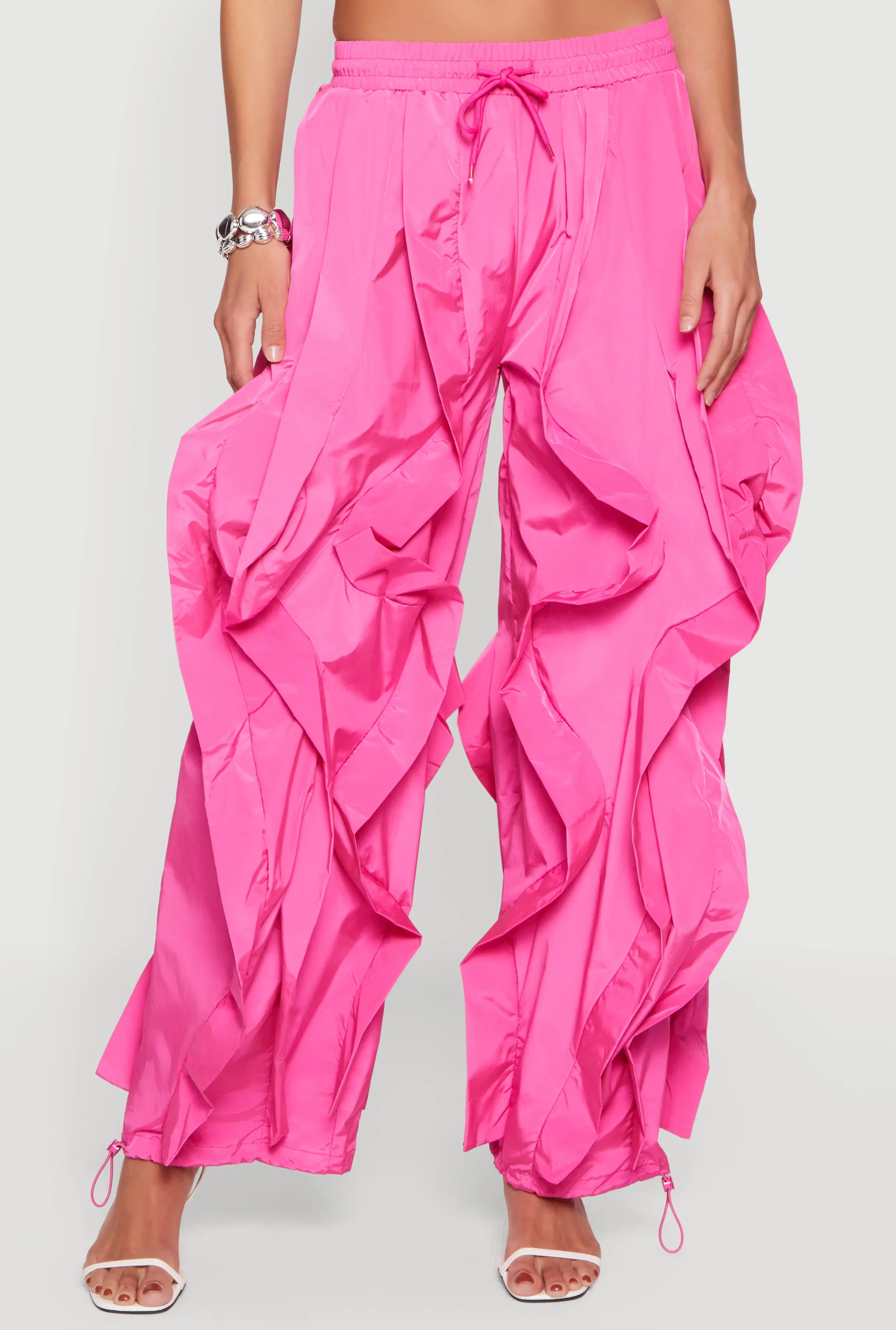 Drawstring Waist Ruffle Parachute Pants sold by Rainbow product image thumbnail 3