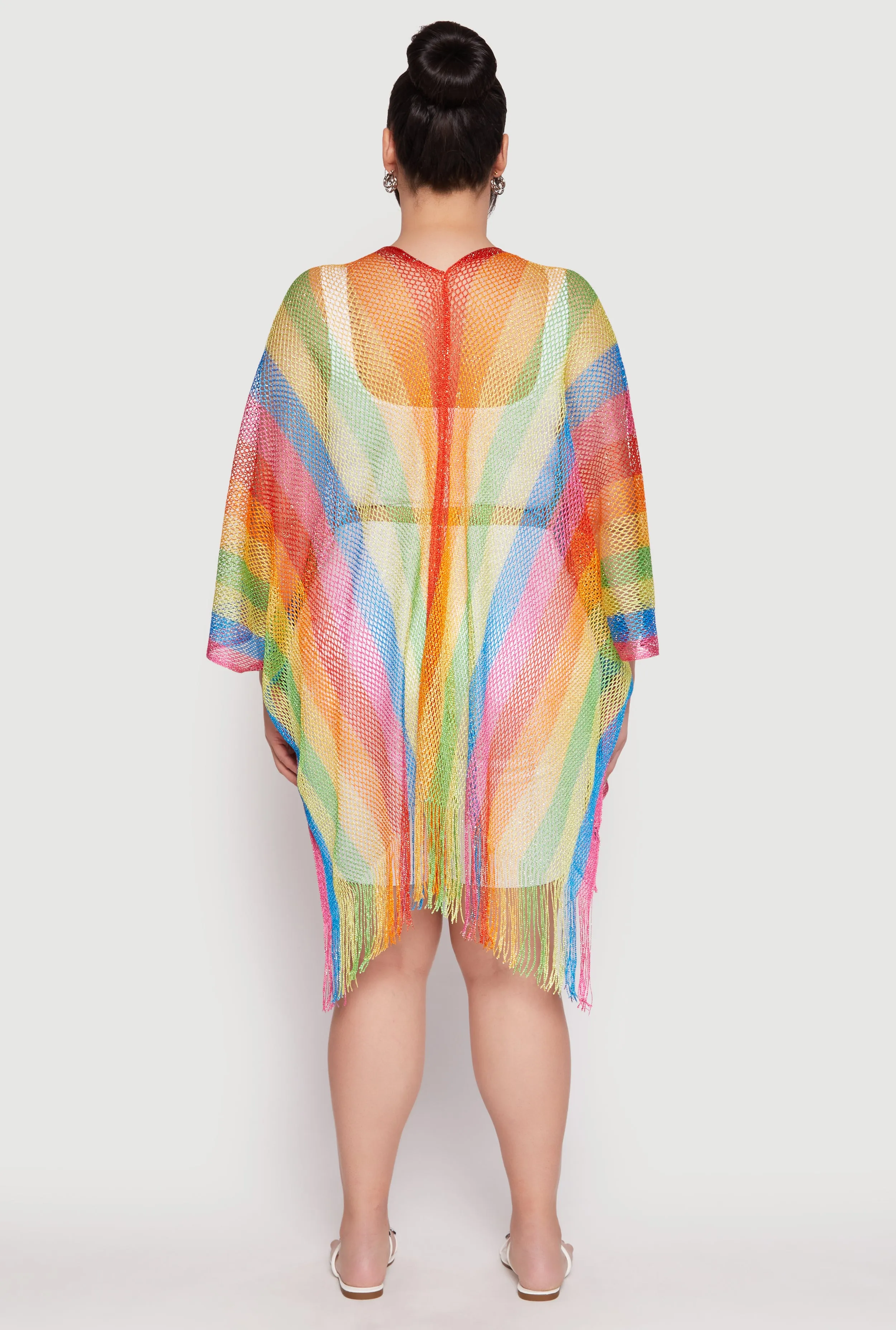 Rainbow Striped Cover Up Kimono sold by Rainbow product image thumbnail 3