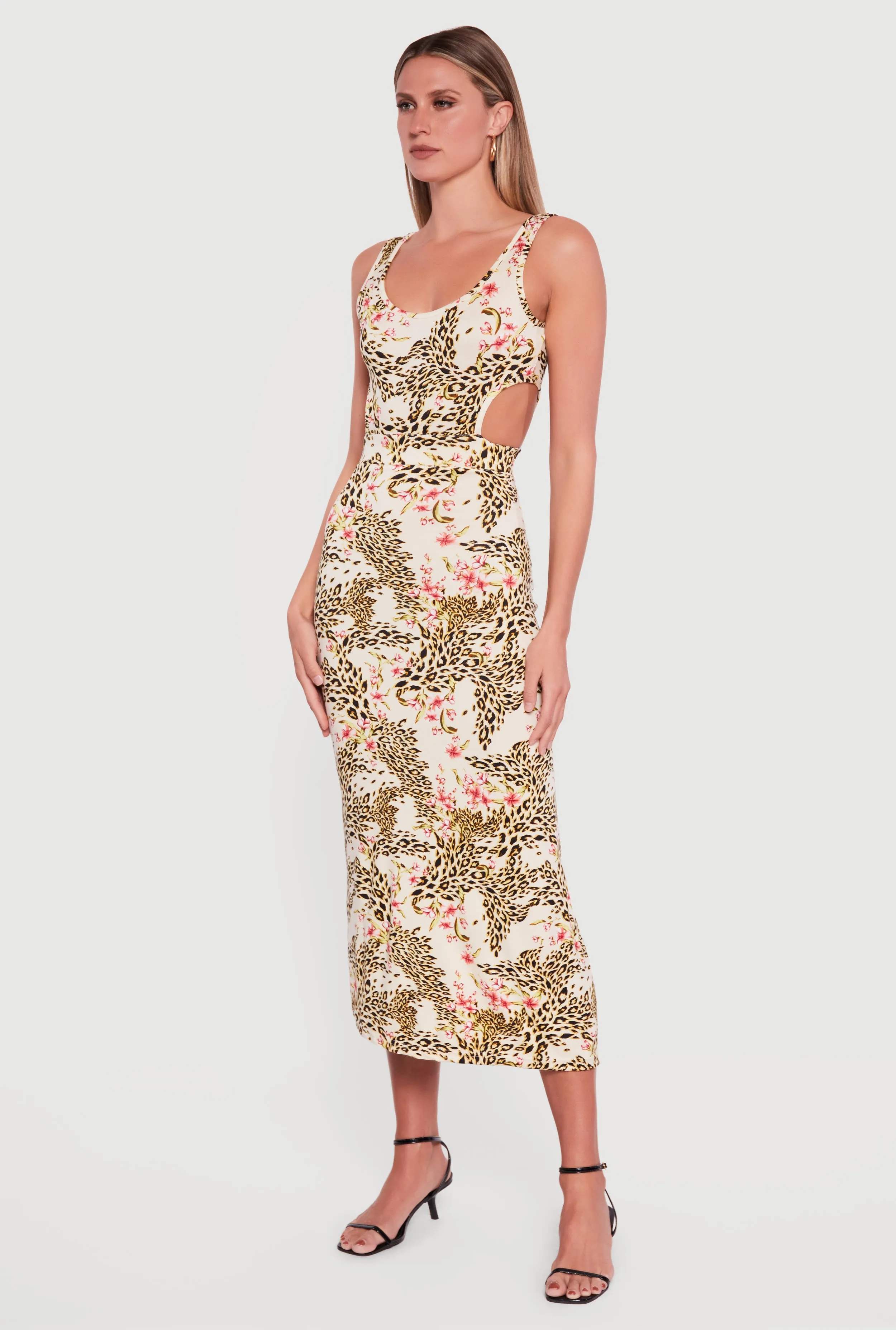 Cut Out Detail Animal Floral Print Midi Dress sold by Rainbow product image thumbnail 2