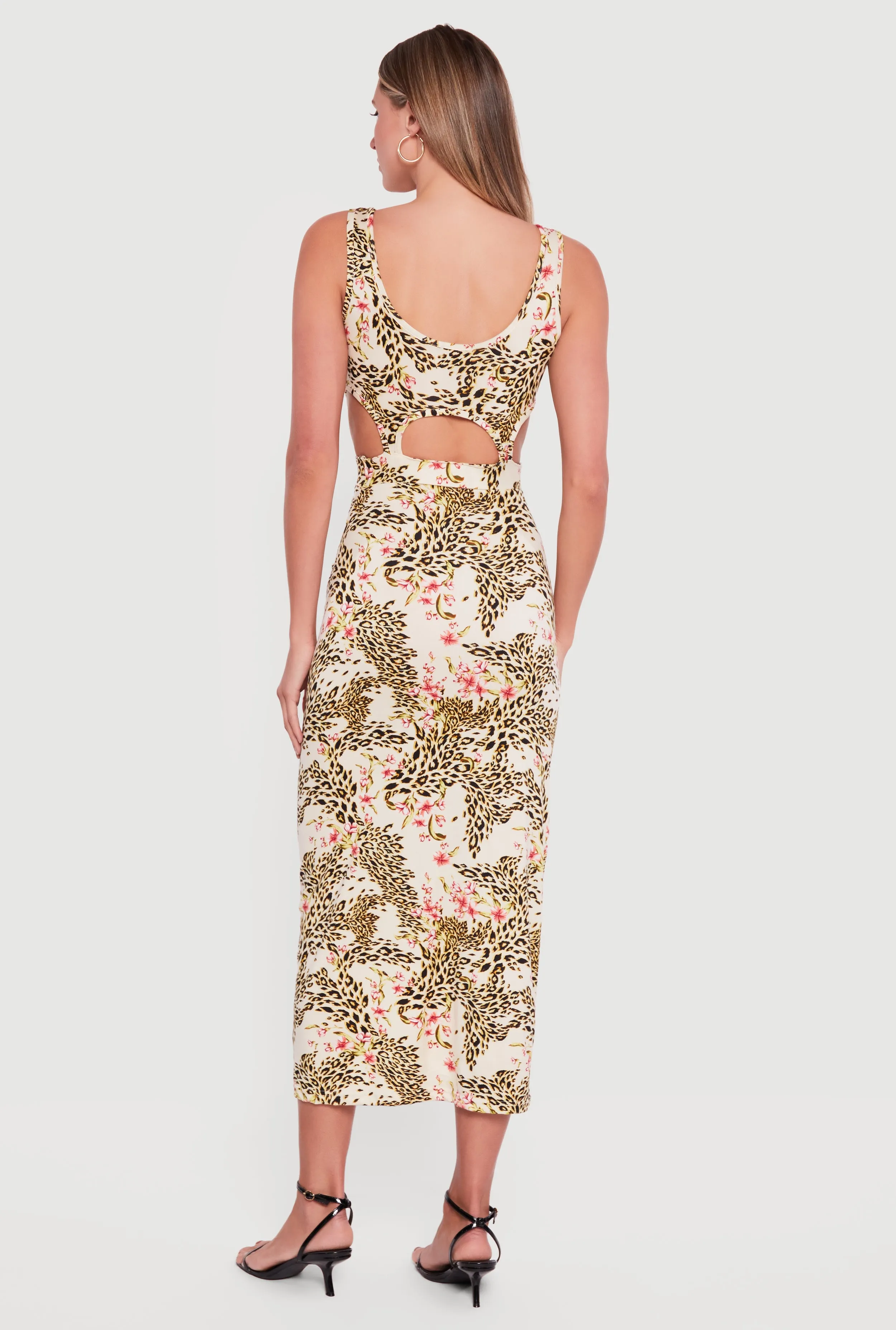 Cut Out Detail Animal Floral Print Midi Dress sold by Rainbow product image thumbnail 3