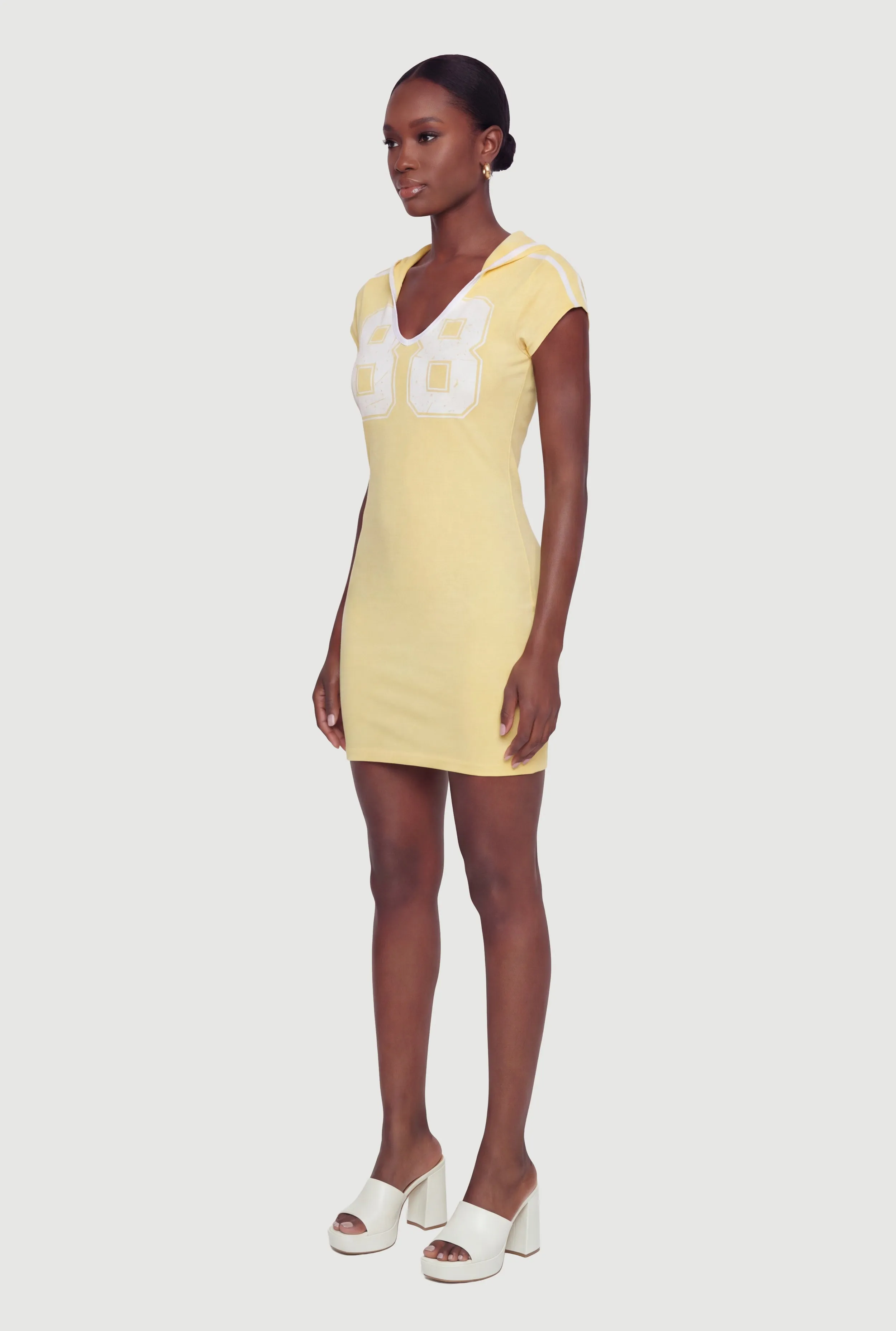 Hooded 88 Graphic Cap Sleeve Mini Dress sold by Rainbow product image thumbnail 2