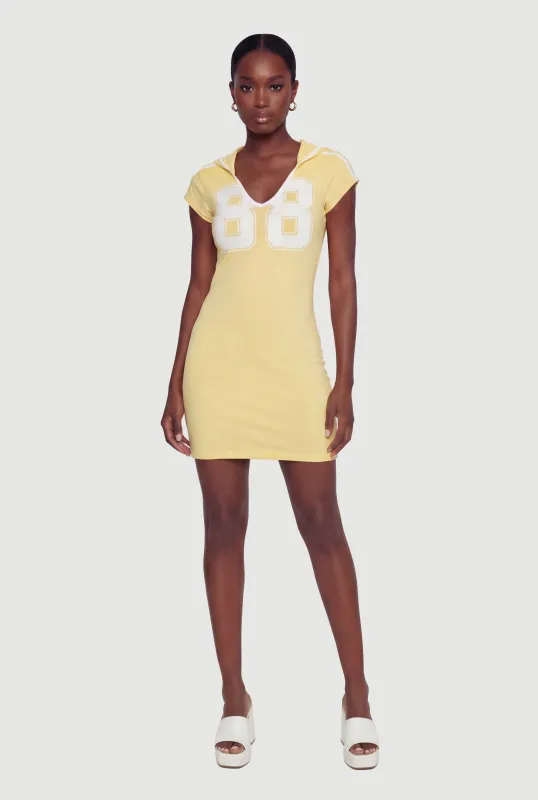 Hooded 88 Graphic Cap Sleeve Mini Dress made by Rainbow