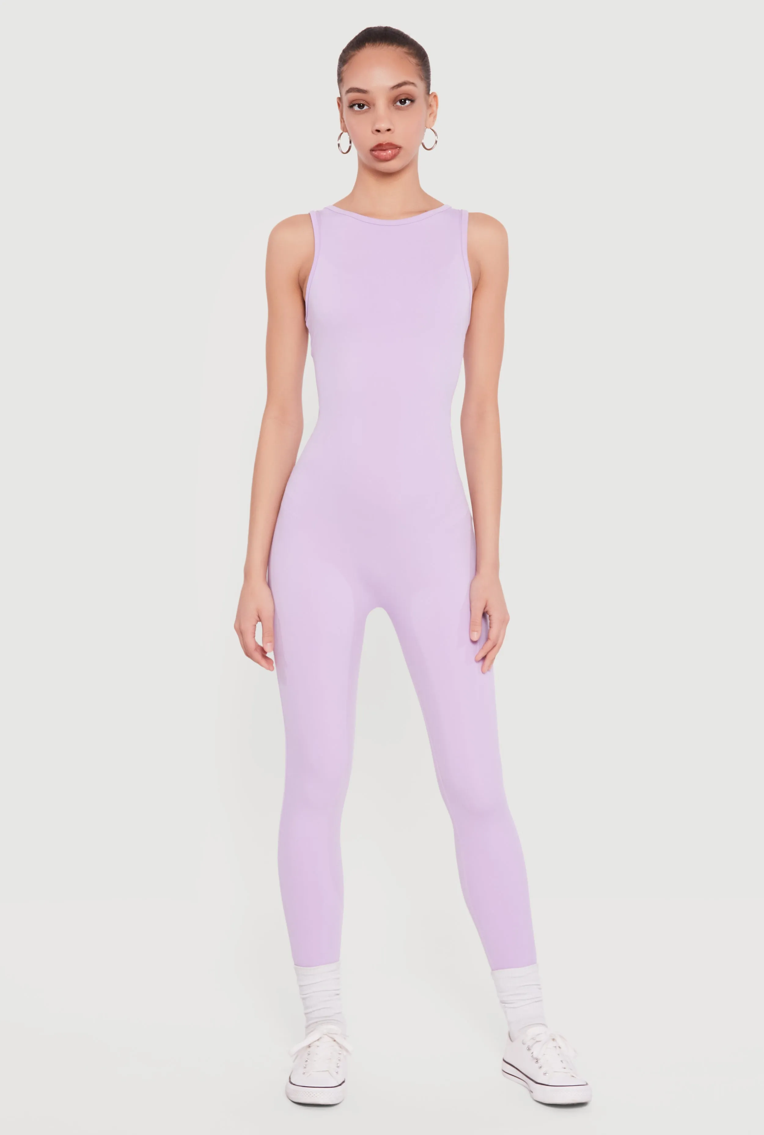 Solid Sleeveless Scoop Neck Catsuit sold by Rainbow