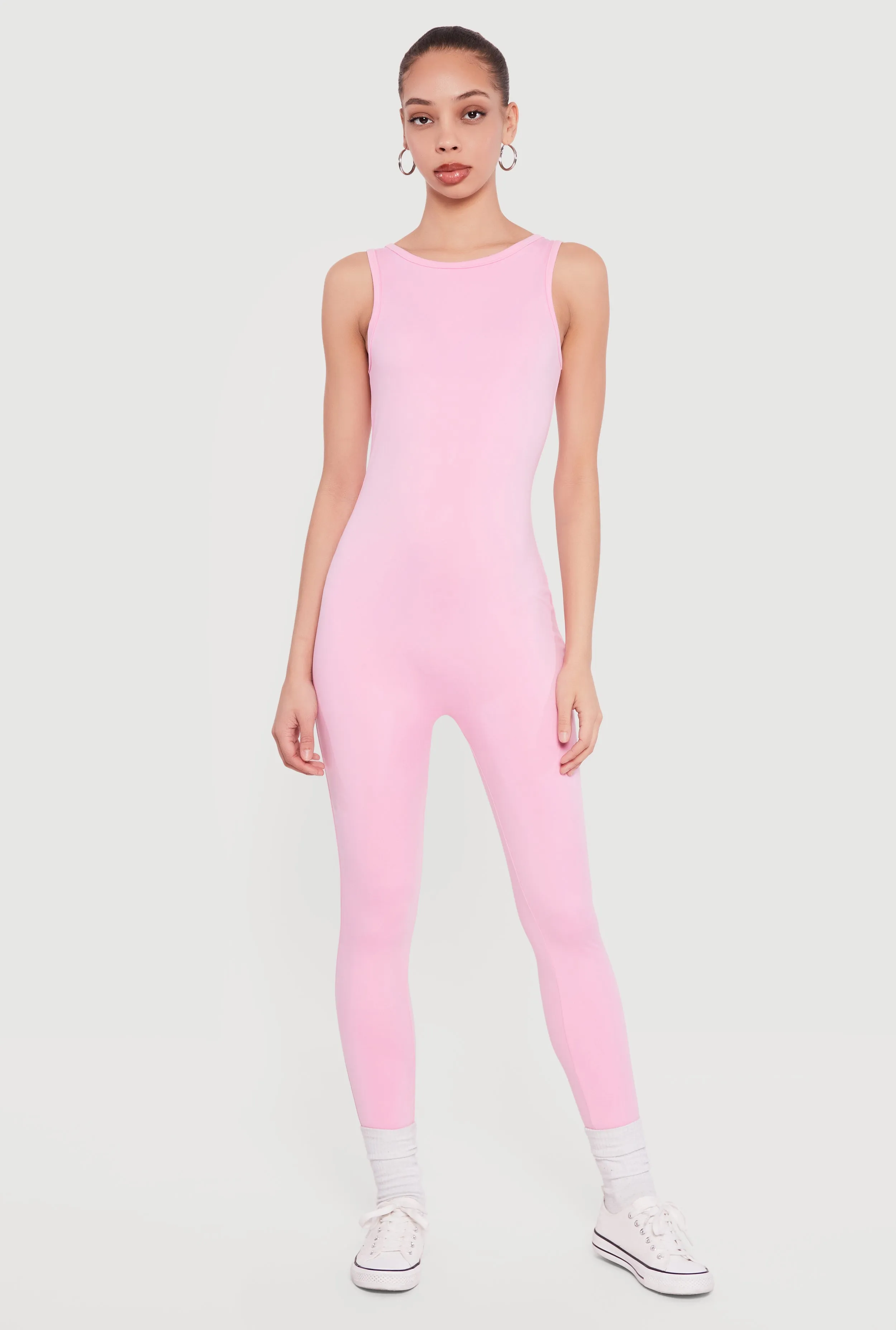 Solid Sleeveless Scoop Neck Catsuit sold by Rainbow