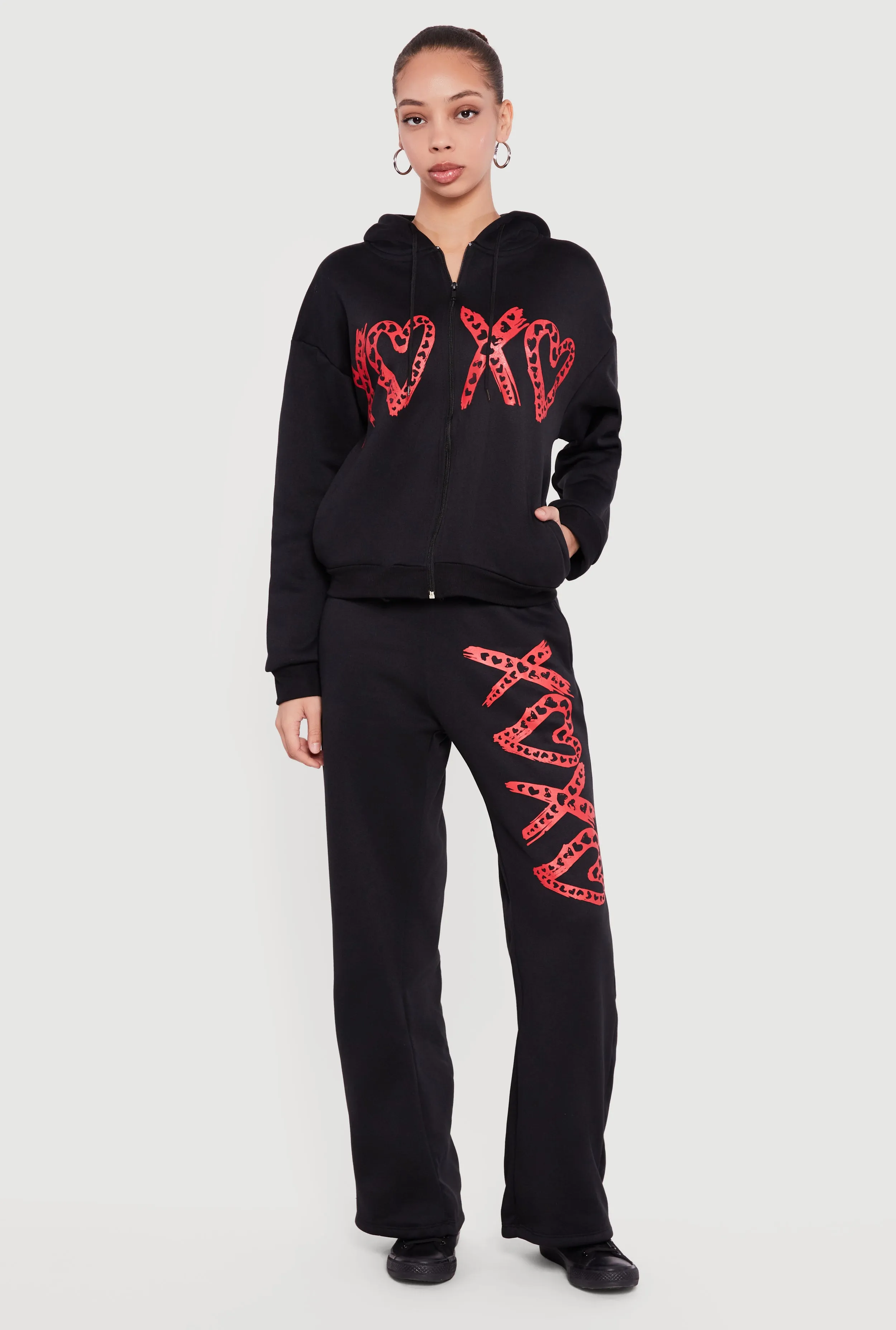 Heart Graphic Zip Front Hooded Sweatshirt sold by Rainbow product image thumbnail 2