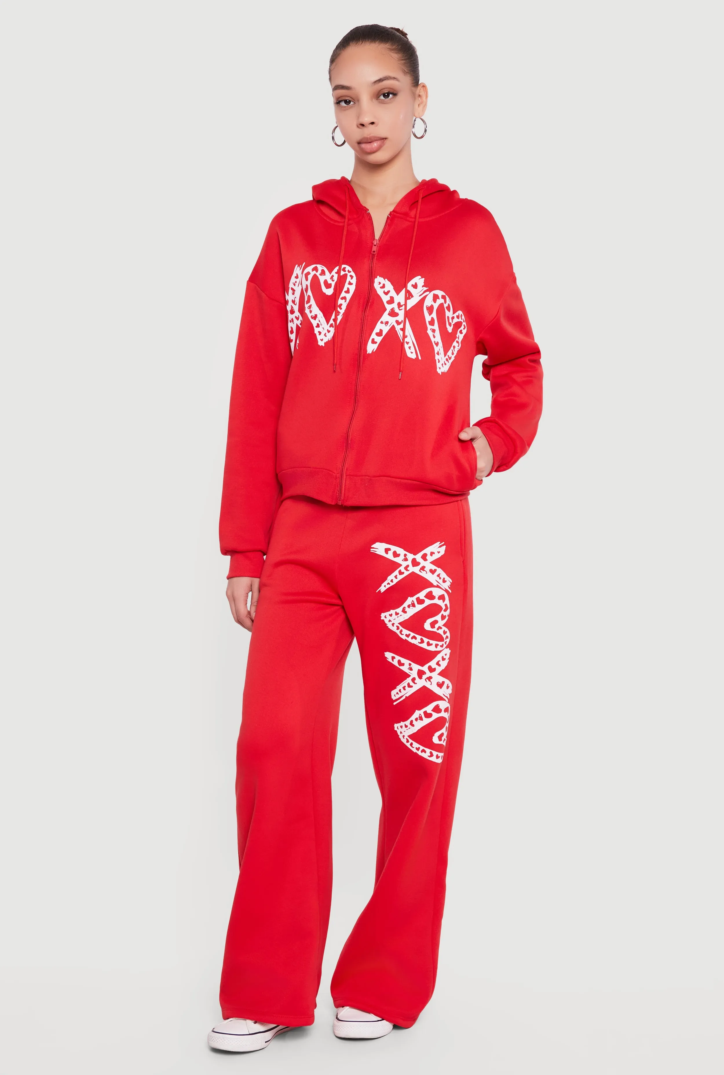 Heart Graphic Zip Front Hooded Sweatshirt sold by Rainbow product image thumbnail 2