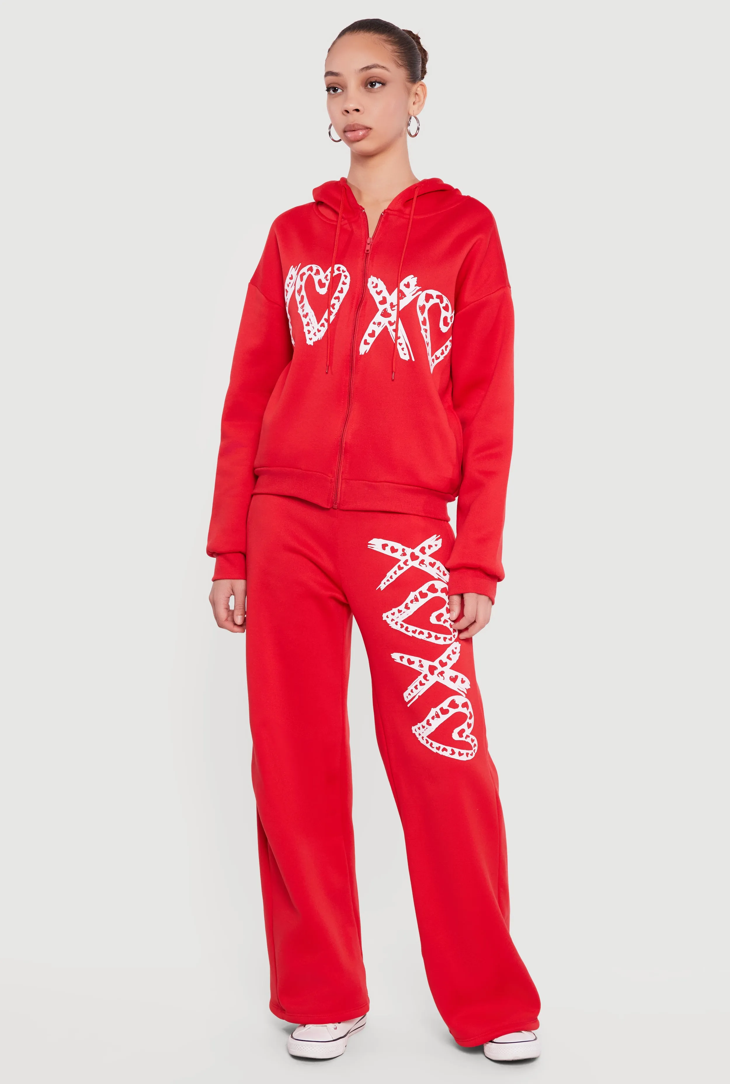 Heart Graphic Zip Front Hooded Sweatshirt sold by Rainbow product image thumbnail 3