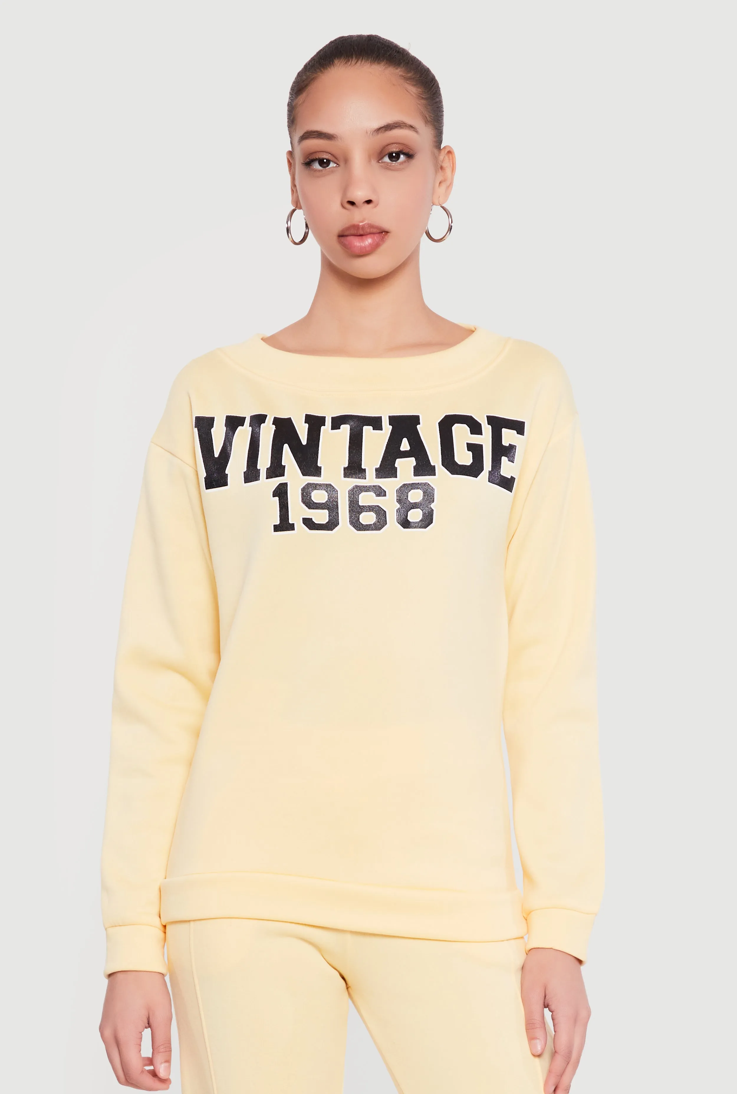 Vintage 1968 Graphic Long Sleeve Boat Neck Sweatshirt sold by Rainbow product image thumbnail 4