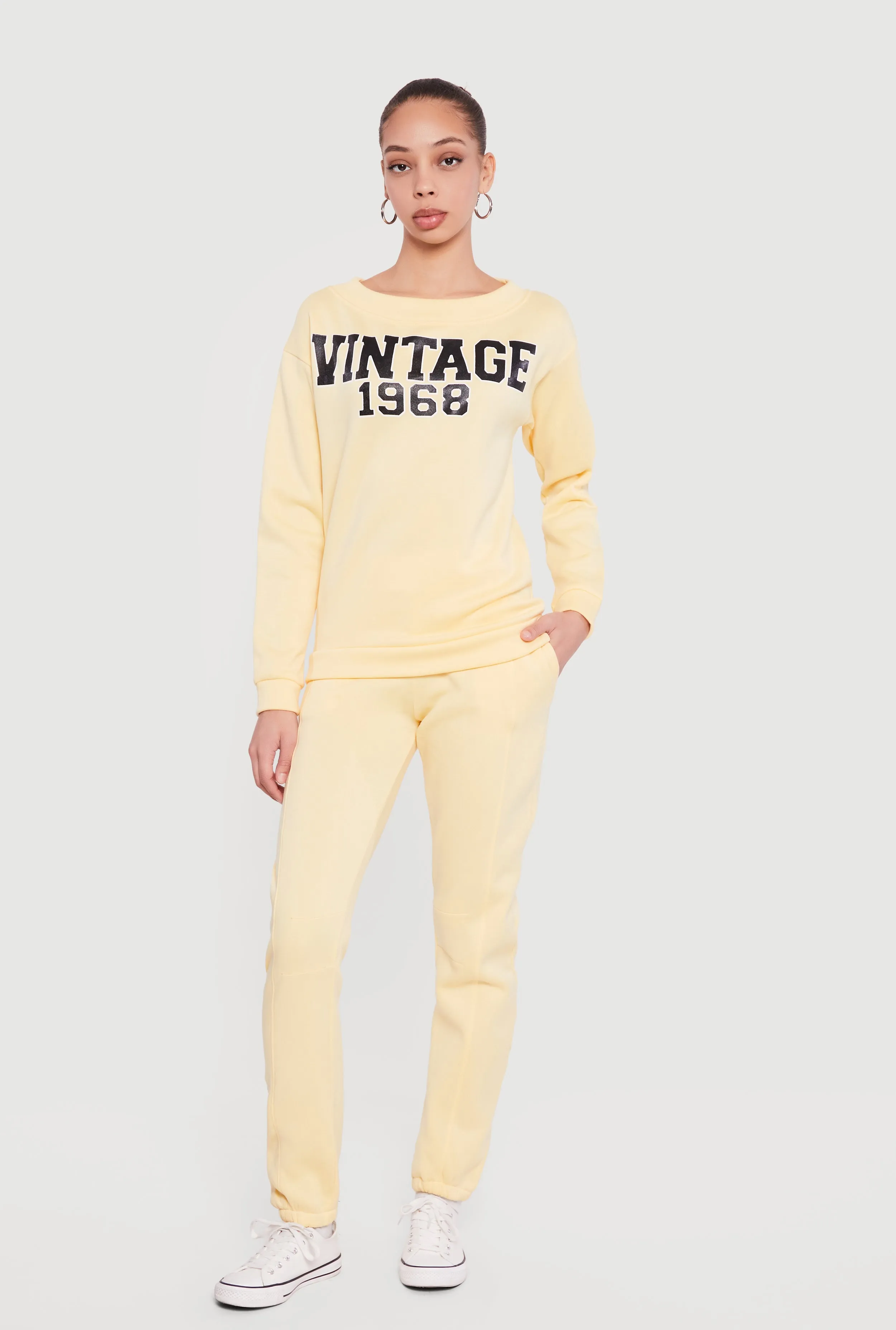 Vintage 1968 Graphic Long Sleeve Boat Neck Sweatshirt sold by Rainbow product image thumbnail 2