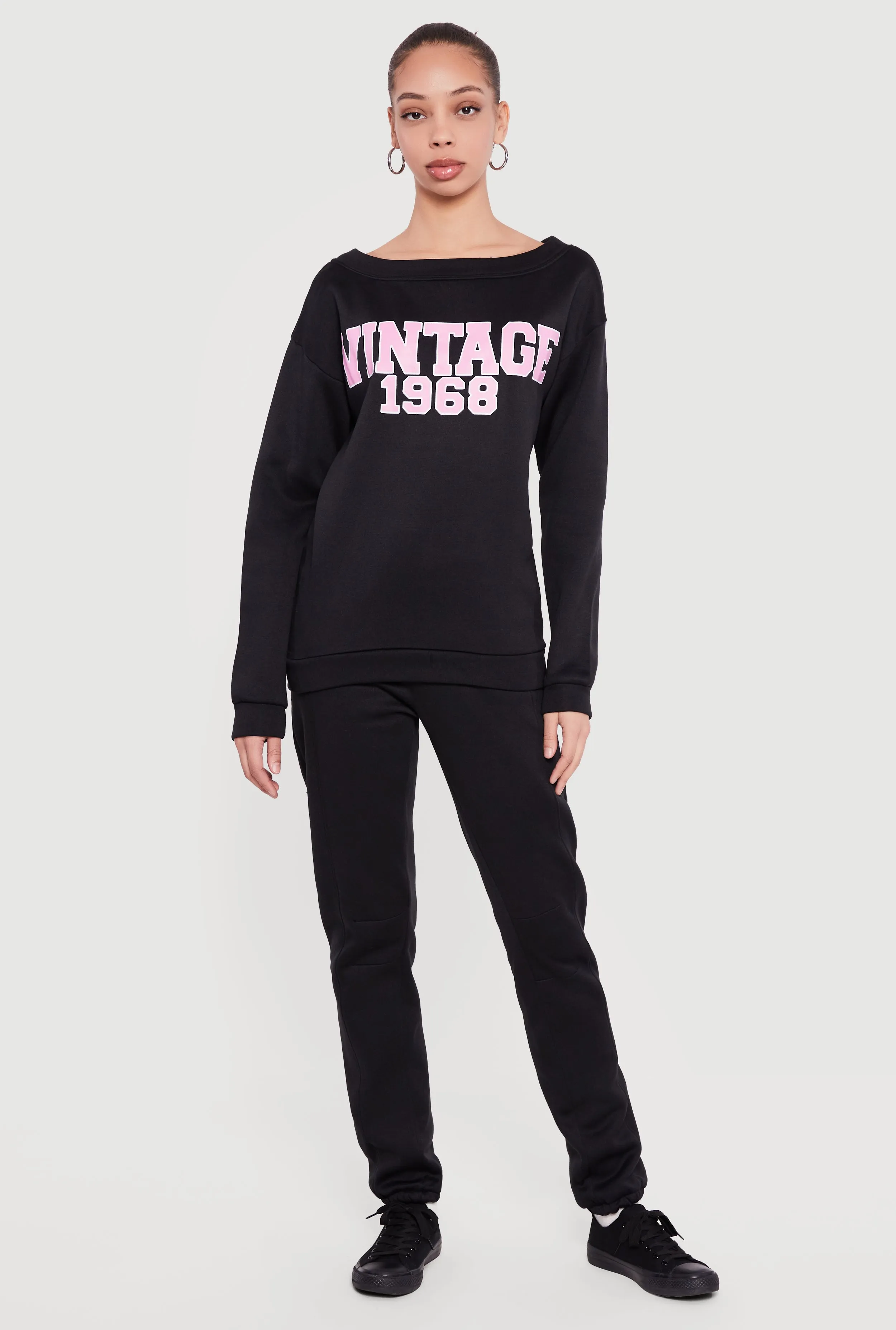 Vintage 1968 Graphic Long Sleeve Boat Neck Sweatshirt sold by Rainbow product image thumbnail 2