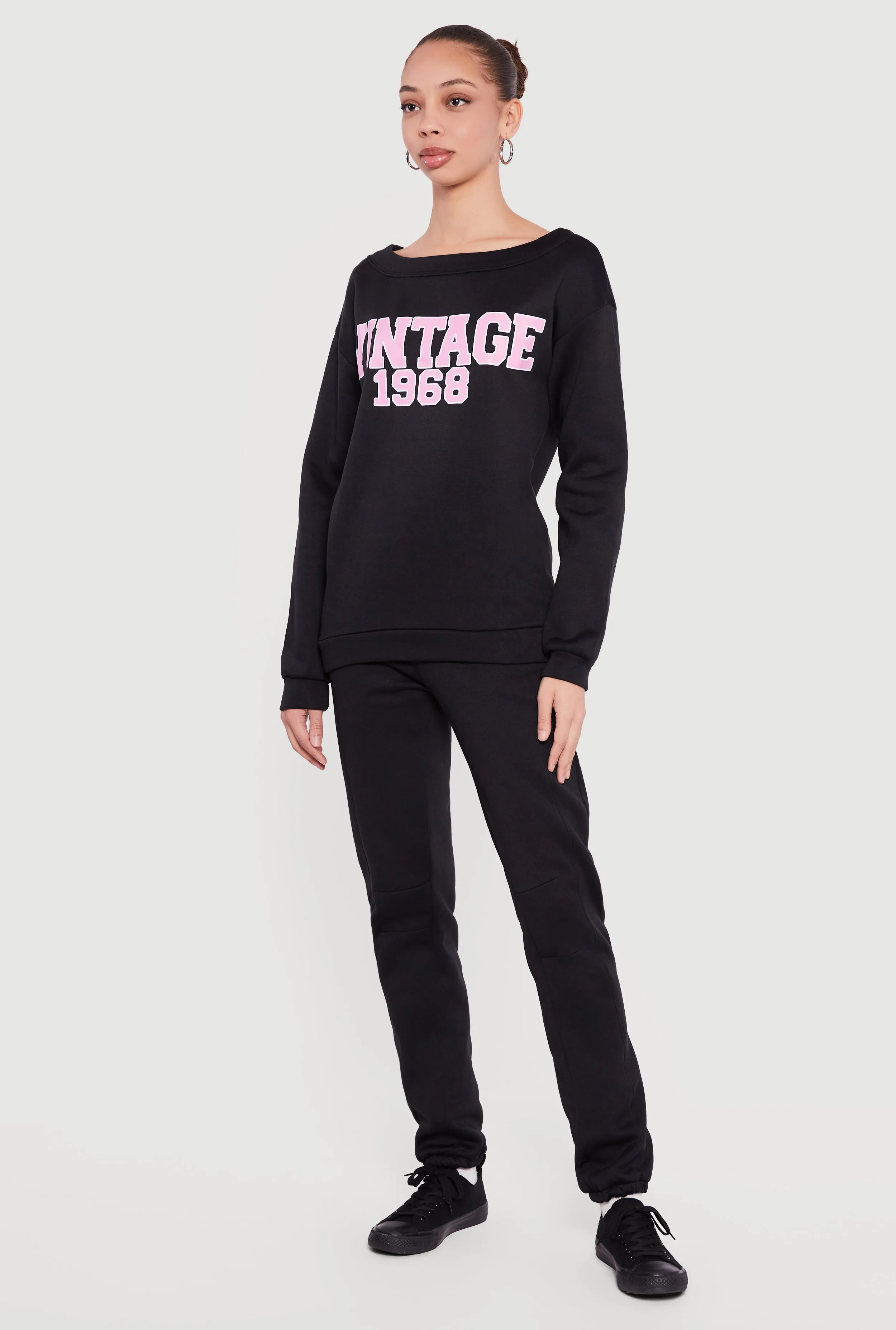 Vintage 1968 Graphic Long Sleeve Boat Neck Sweatshirt sold by Rainbow product image thumbnail 3