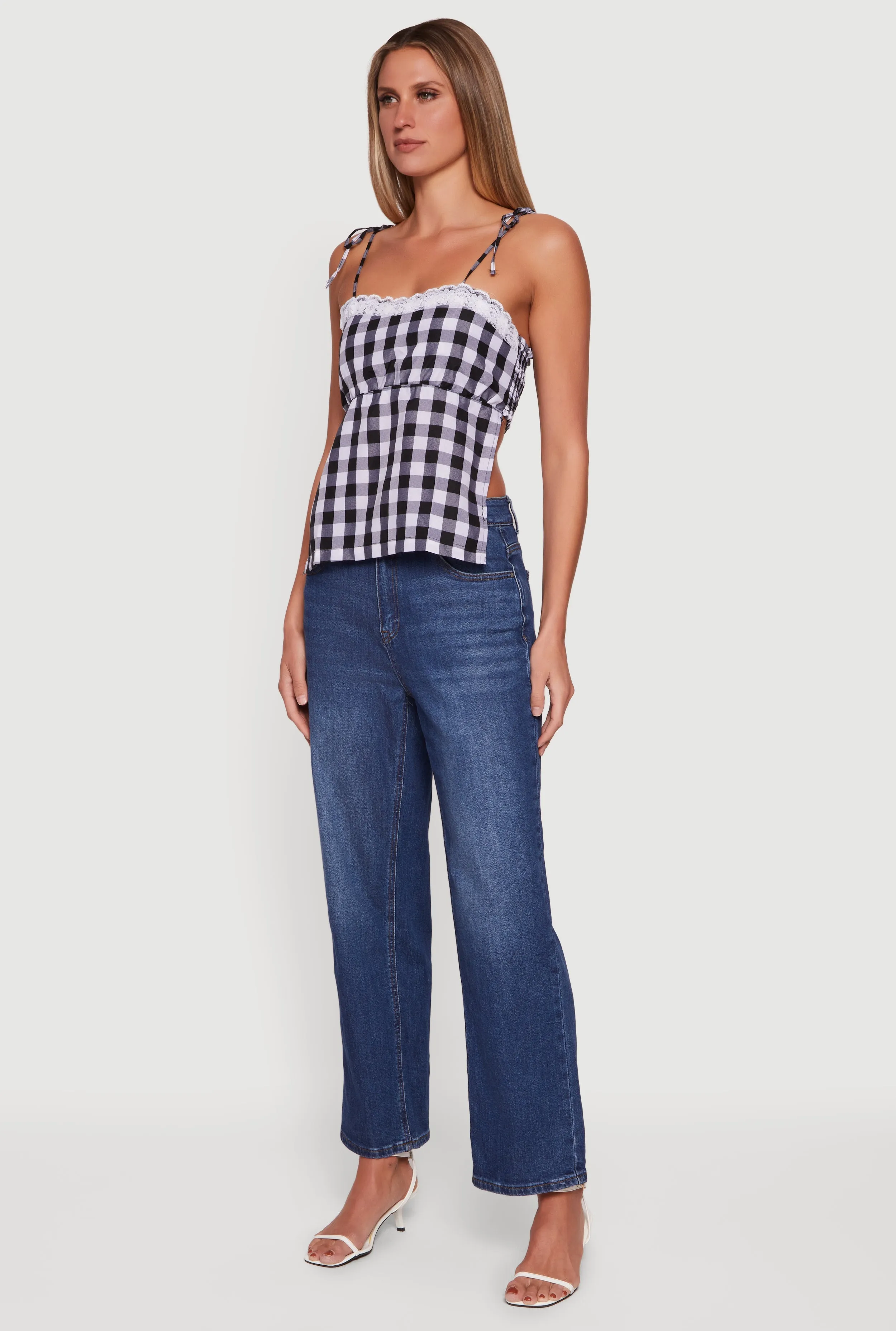Gingham Tie Shoulder Open Back Cami sold by Rainbow product image thumbnail 3