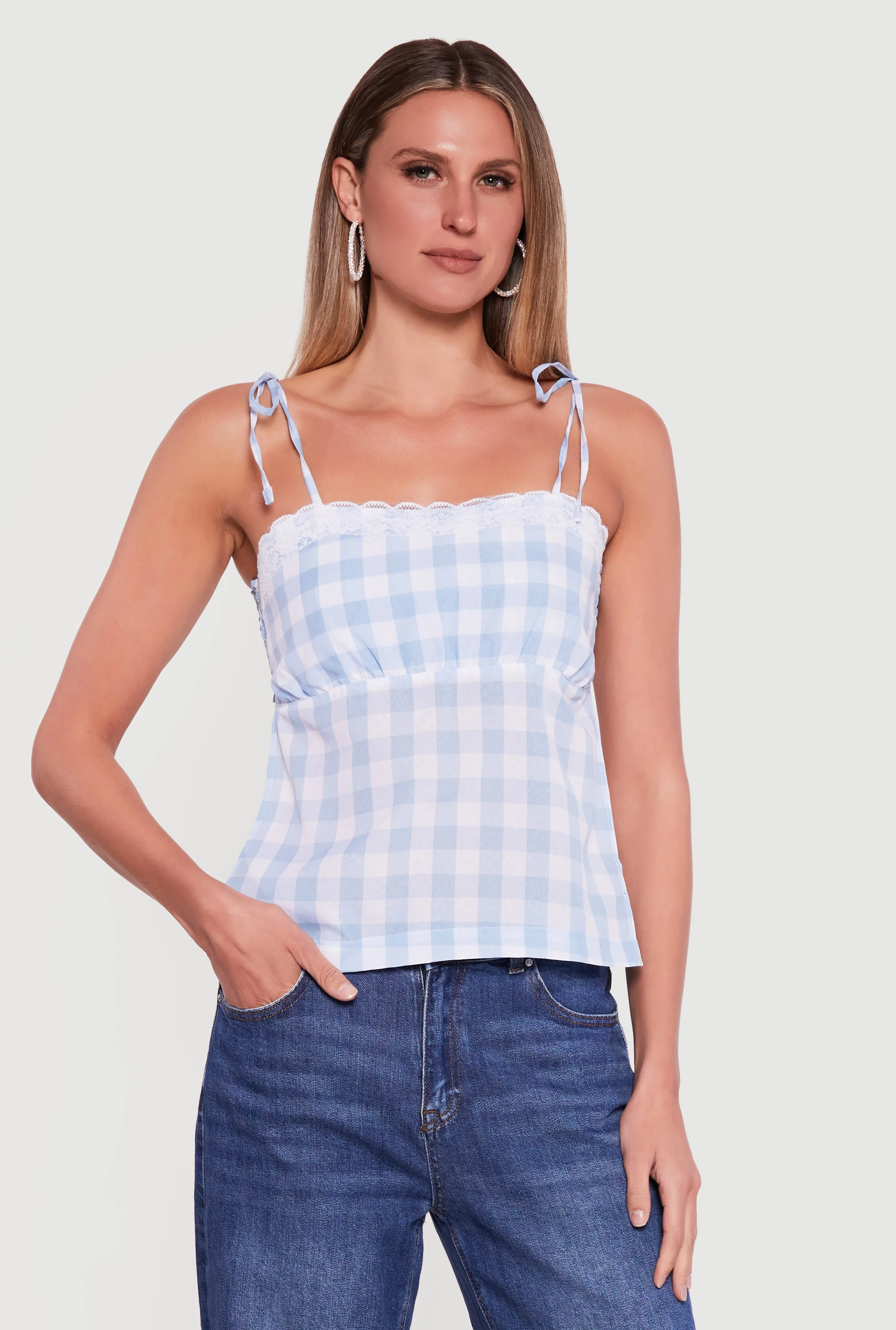 Gingham Tie Shoulder Open Back Cami sold by Rainbow product image thumbnail 2