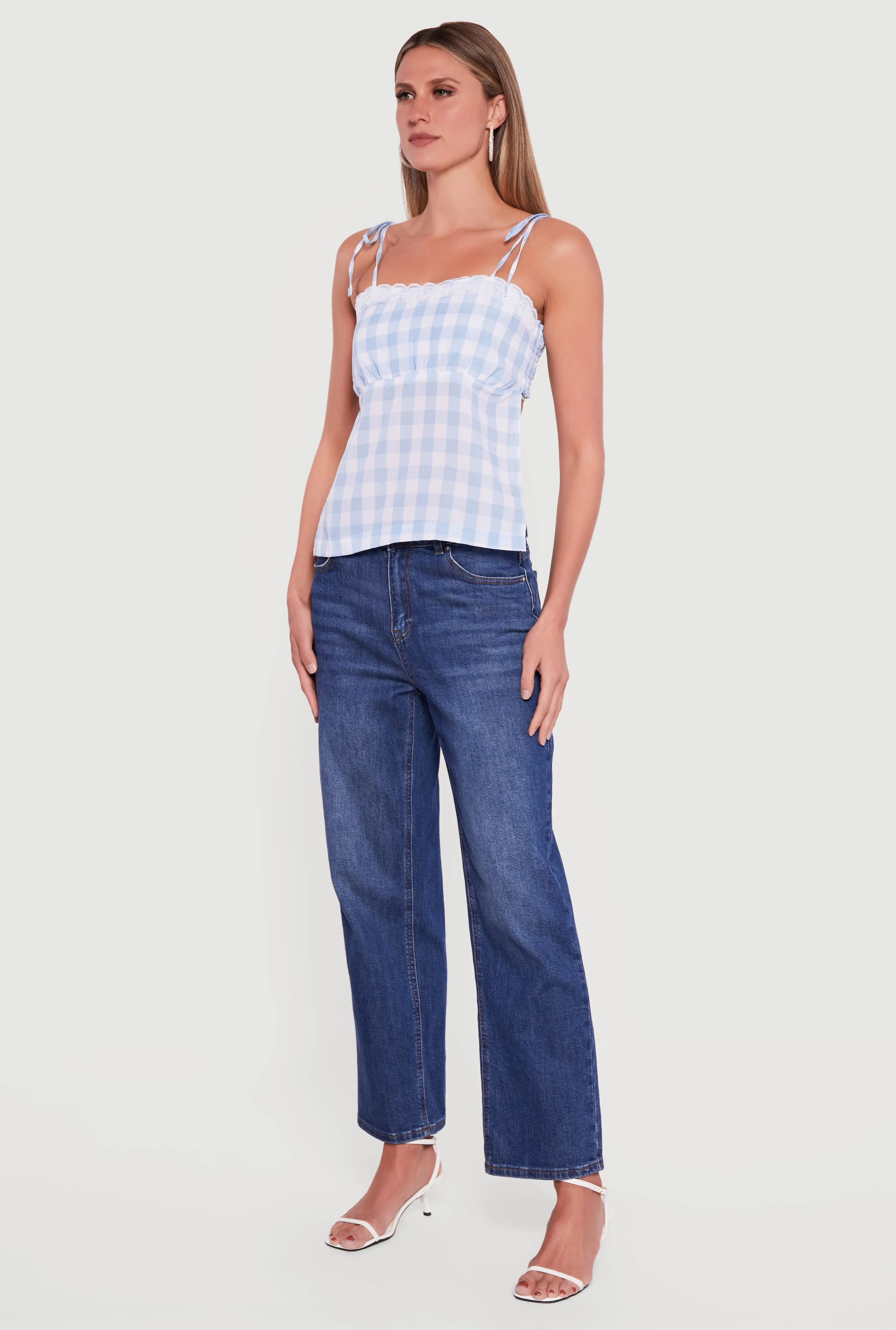 Gingham Tie Shoulder Open Back Cami sold by Rainbow product image thumbnail 3