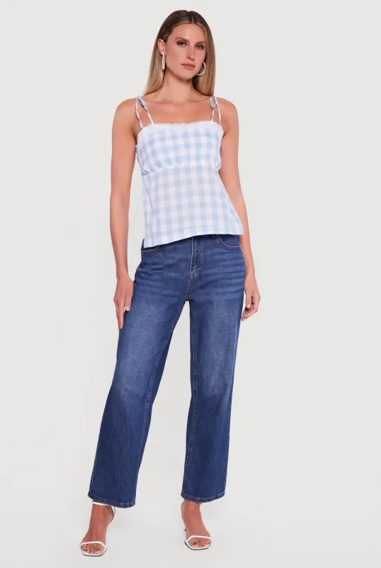 Gingham Tie Shoulder Open Back Cami sold by Rainbow