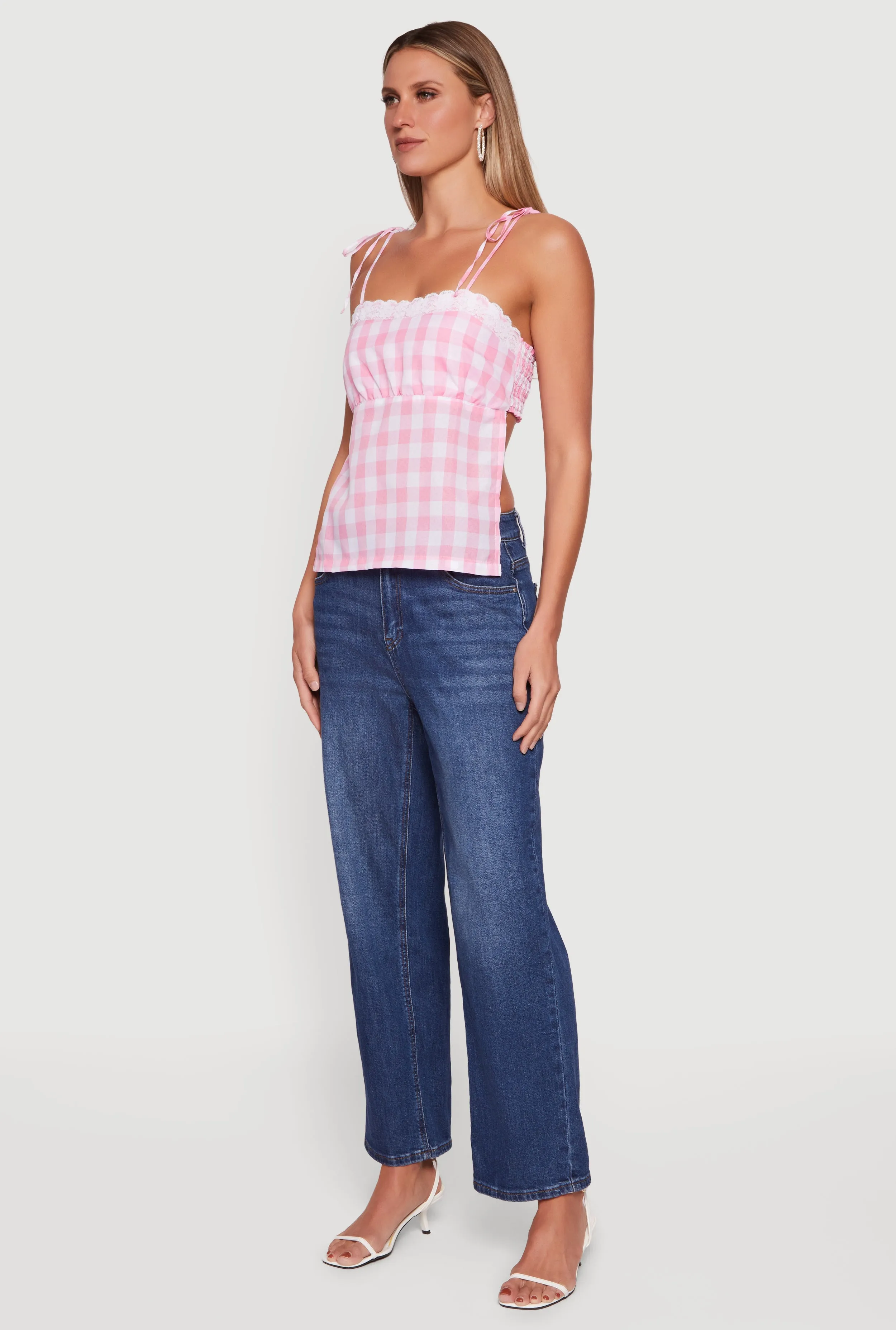 Gingham Tie Shoulder Open Back Cami sold by Rainbow product image thumbnail 3