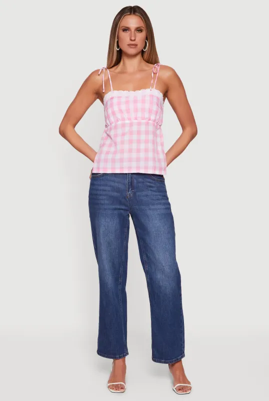 Gingham Tie Shoulder Open Back Cami sold by Rainbow