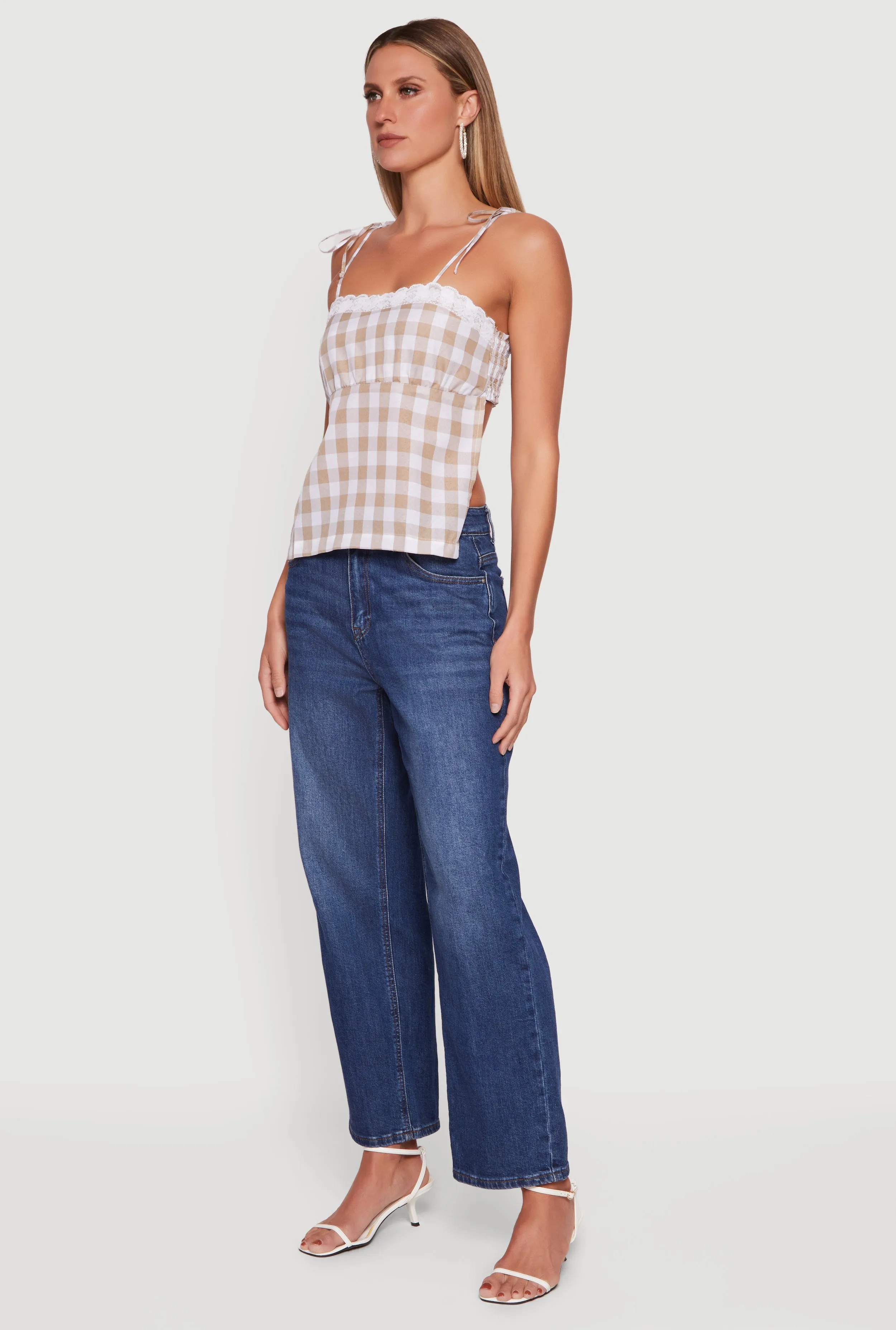 Gingham Tie Shoulder Open Back Cami sold by Rainbow product image thumbnail 3