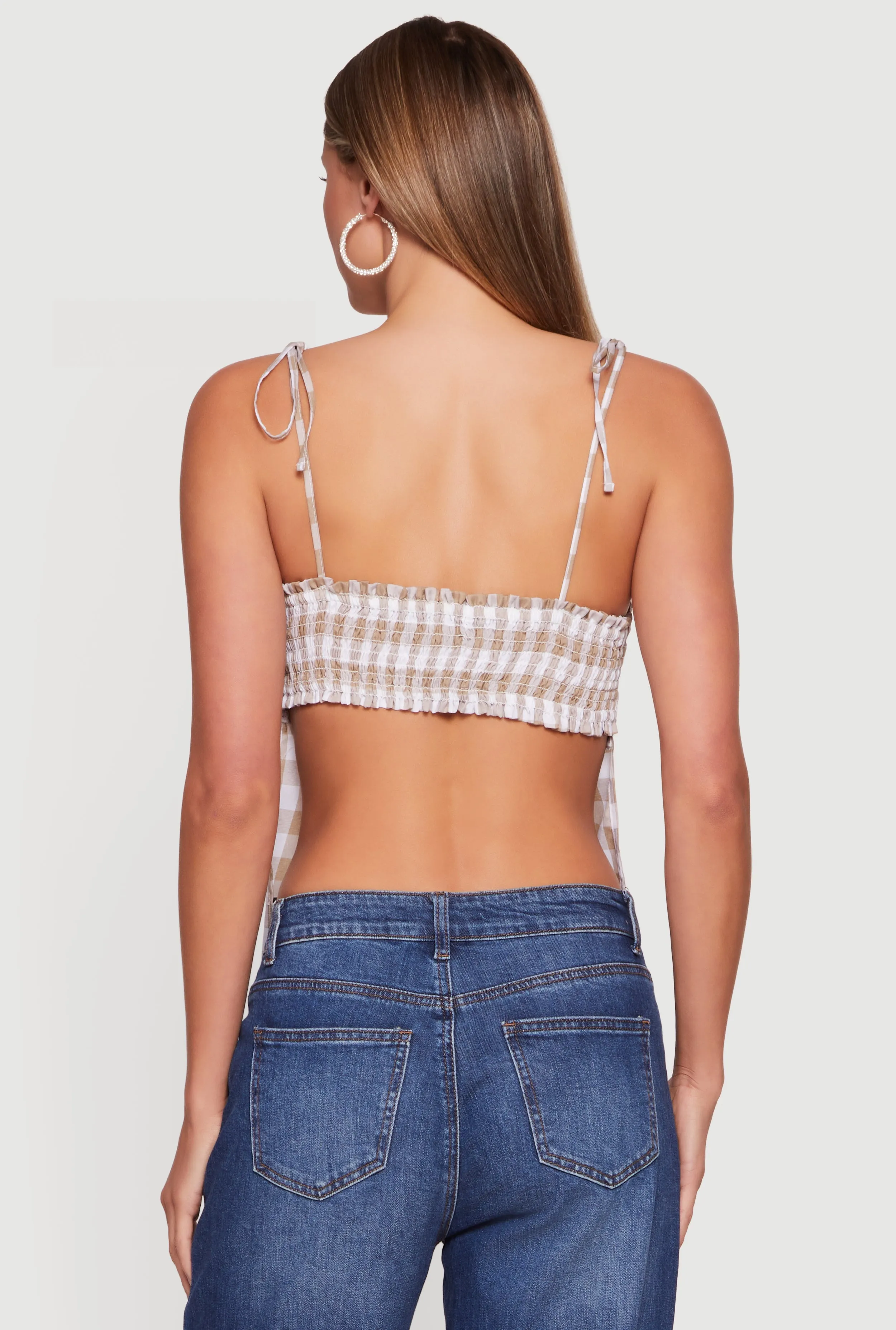Gingham Tie Shoulder Open Back Cami sold by Rainbow product image thumbnail 5
