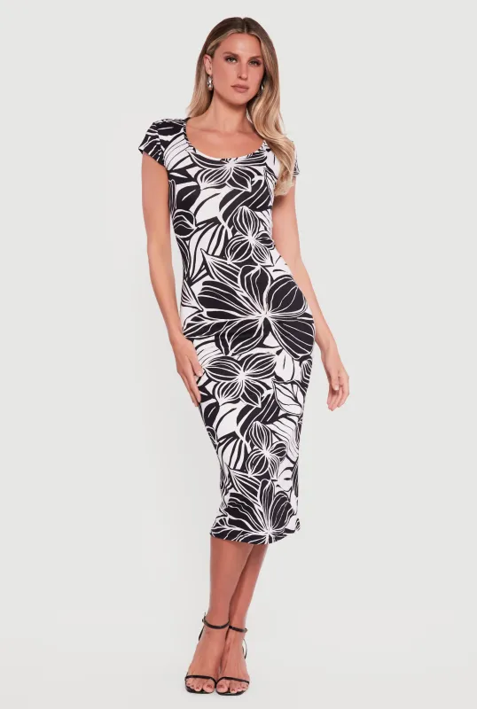 Floral Cap Sleeve Midi T Shirt Dress sold by Rainbow