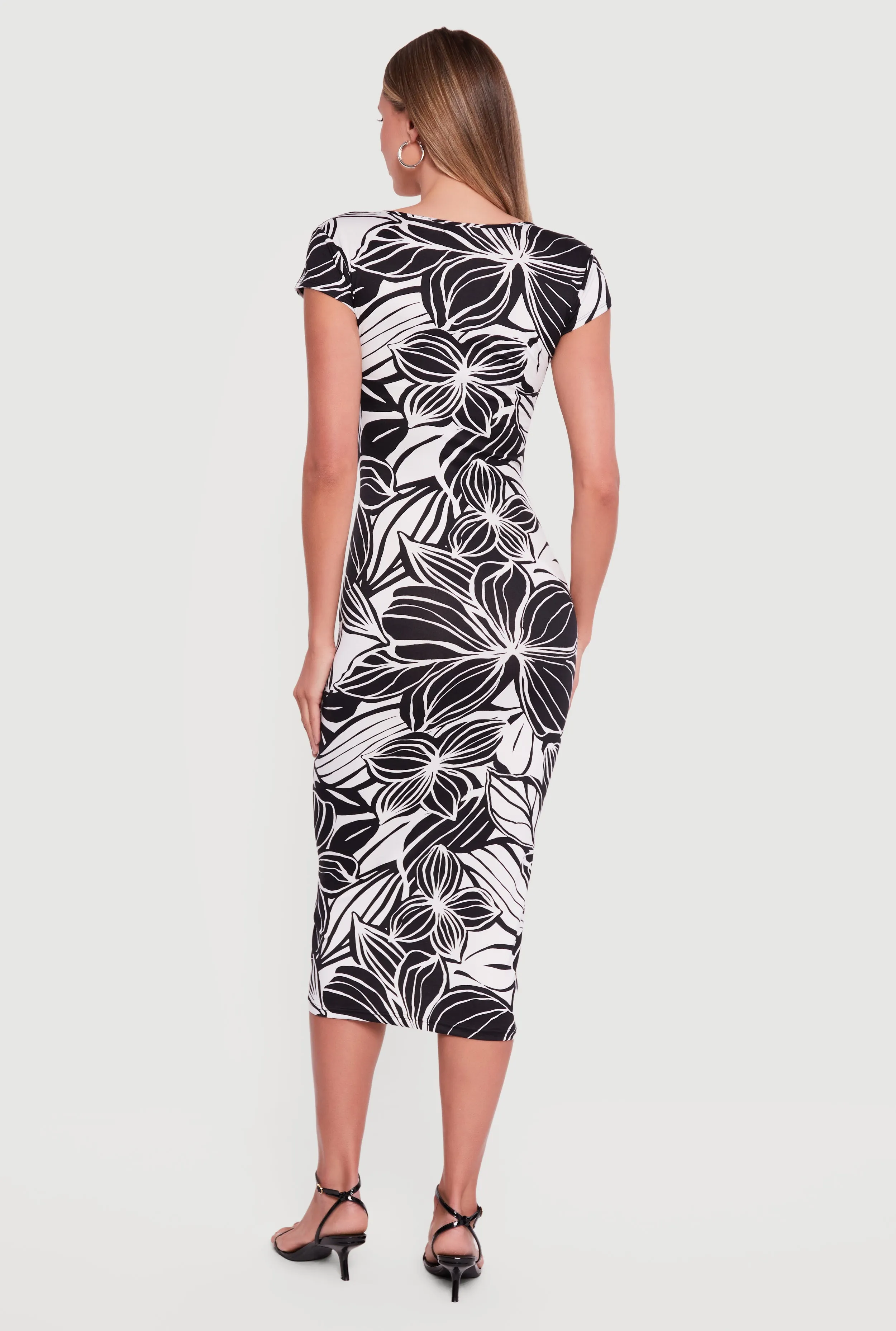 Floral Cap Sleeve Midi T Shirt Dress sold by Rainbow product image thumbnail 3