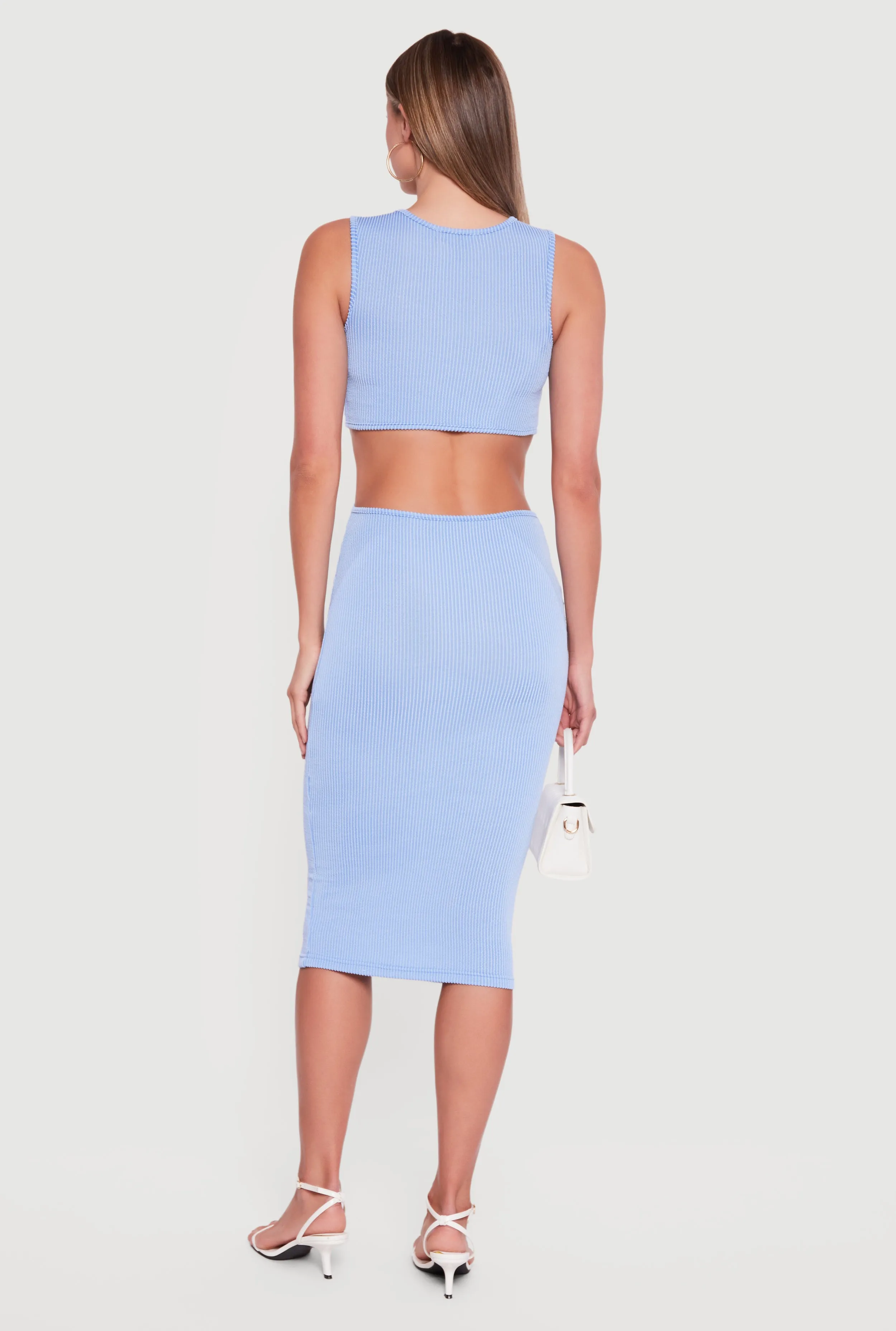 Rib Knit Cut Out Back Midi Tank Dress sold by Rainbow product image thumbnail 3