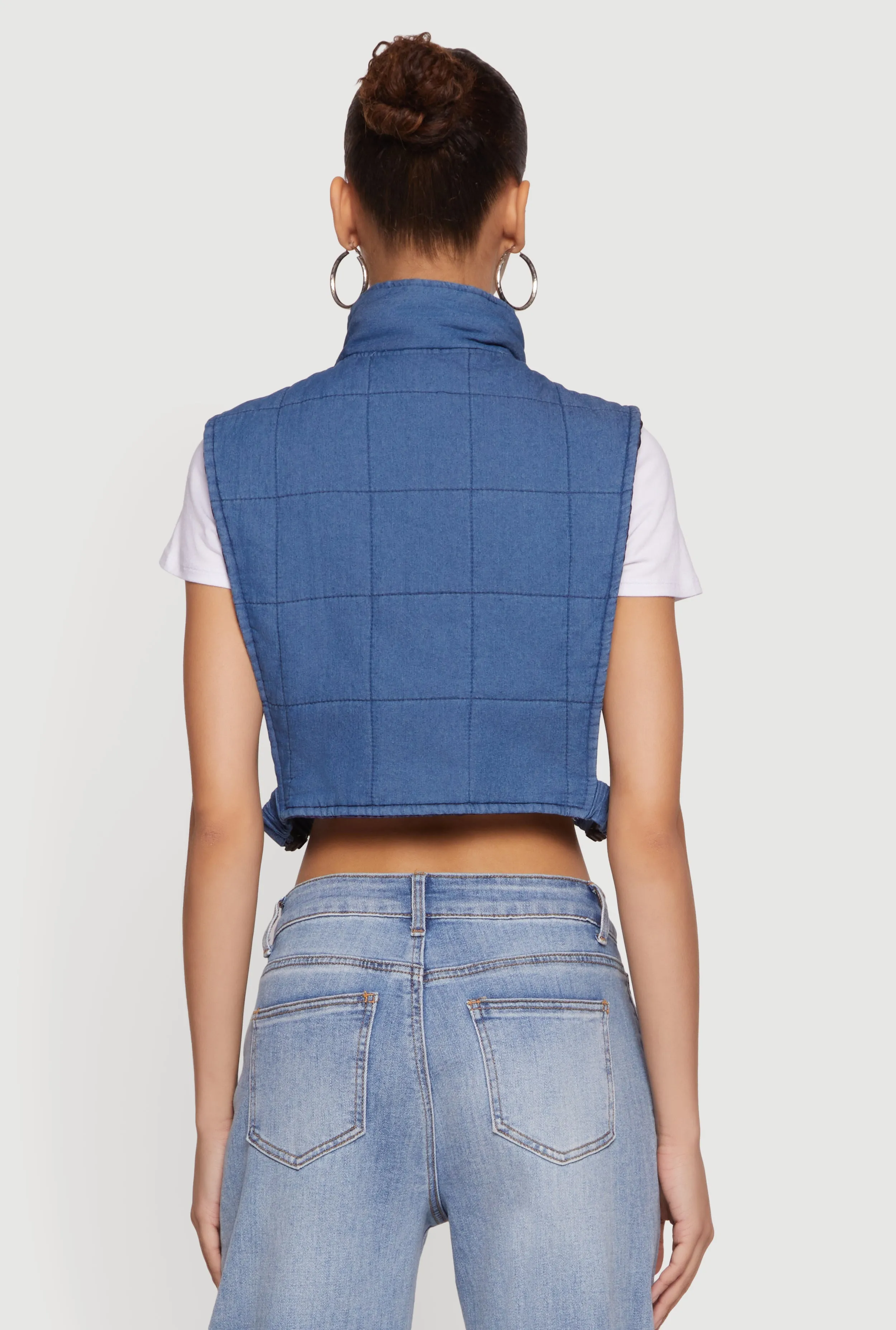 Quilted Zip Front Mock Neck Cargo Vest sold by Rainbow product image thumbnail 5