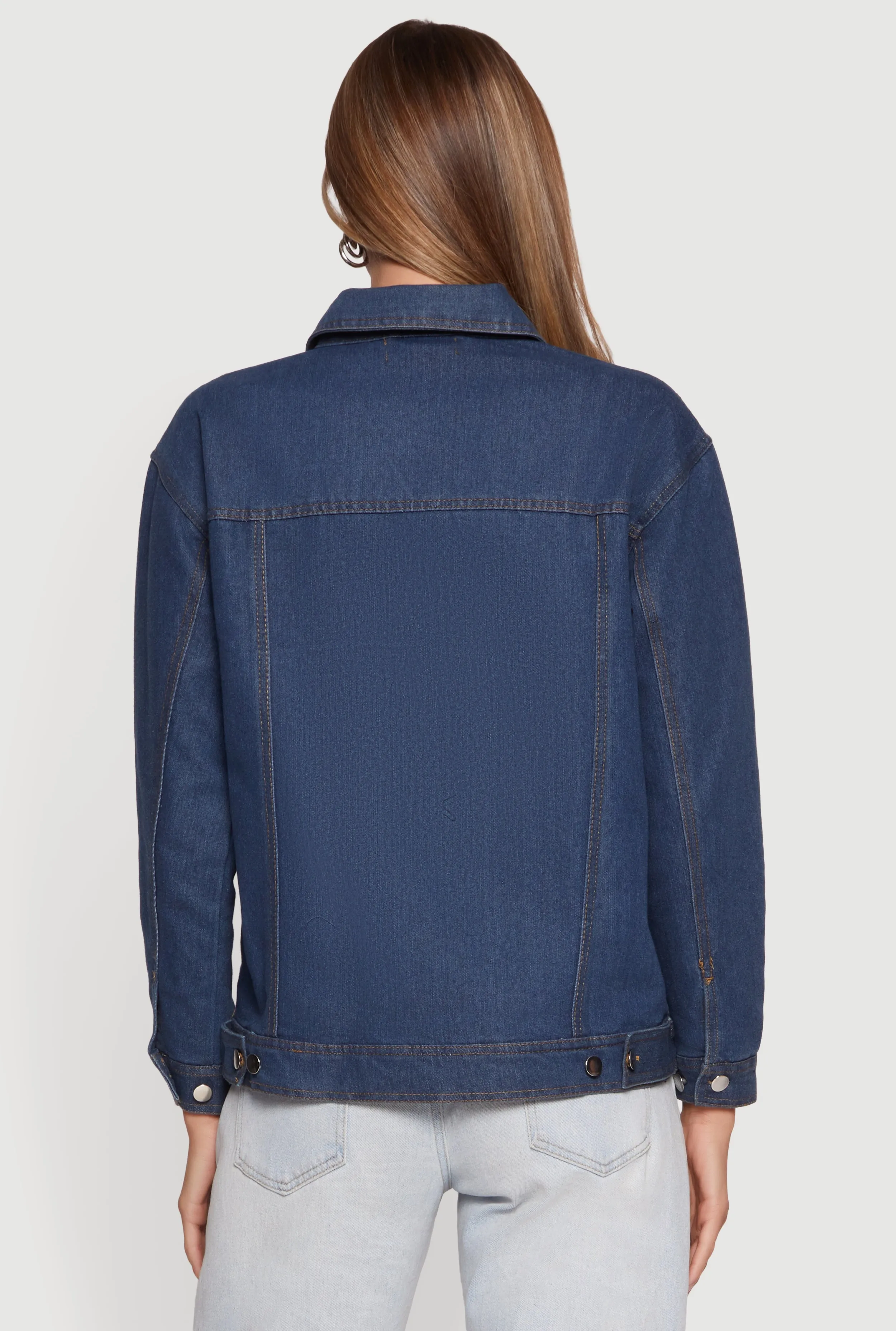 Oversized Long Sleeve Button Front Denim Jacket sold by Rainbow product image thumbnail 5