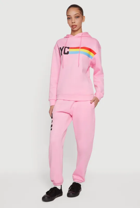 NYC Graphic Pull On Sweatpants made by Rainbow