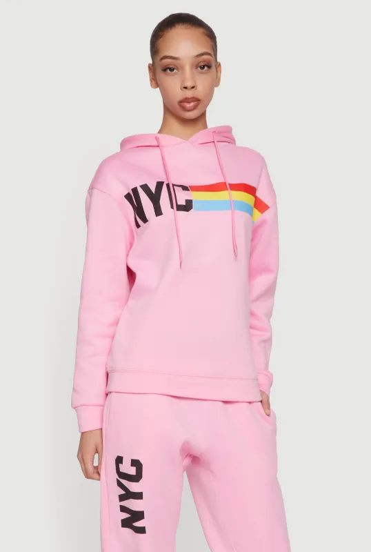 NYC Graphic Long Sleeve Pullover Hoodie sold by Rainbow