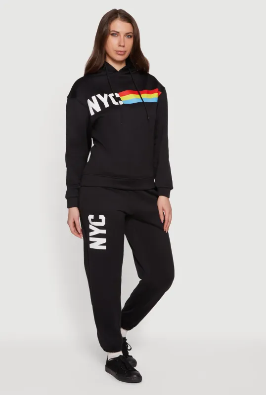 NYC Graphic Pull On Sweatpants made by Rainbow