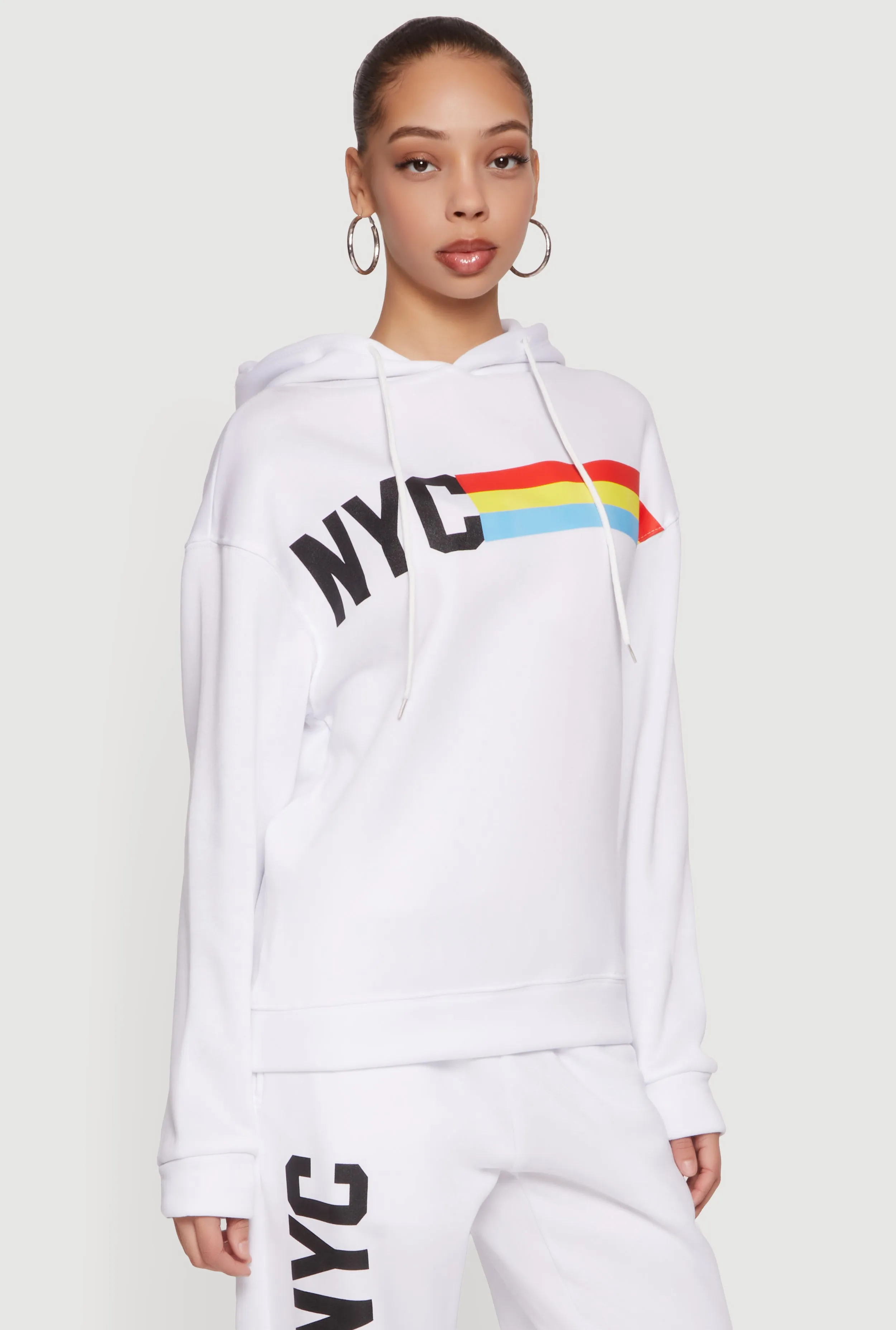 NYC Graphic Long Sleeve Pullover Hoodie sold by Rainbow
