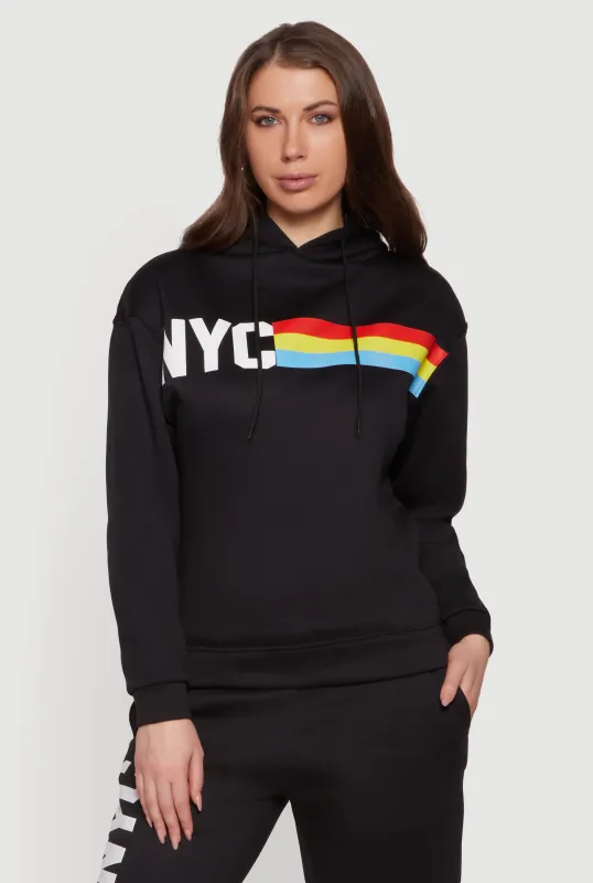 NYC Graphic Long Sleeve Pullover Hoodie sold by Rainbow