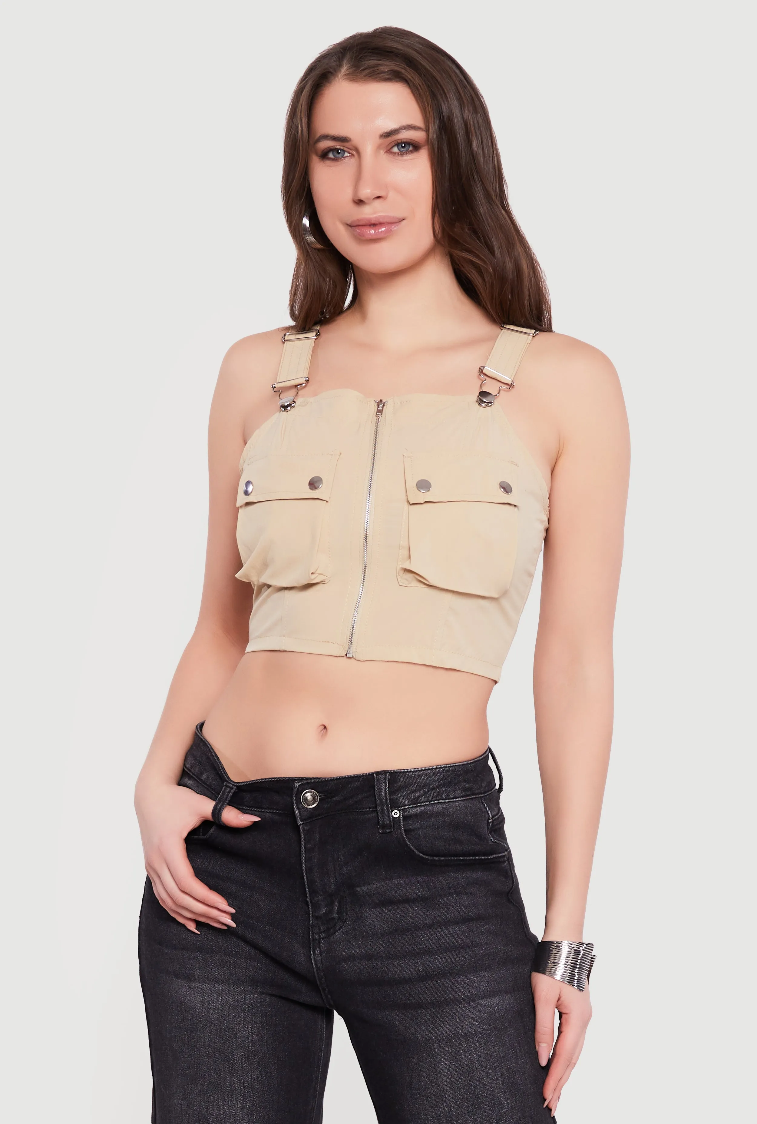 Zip Front Utility Overall Crop Top sold by Rainbow product image thumbnail 2