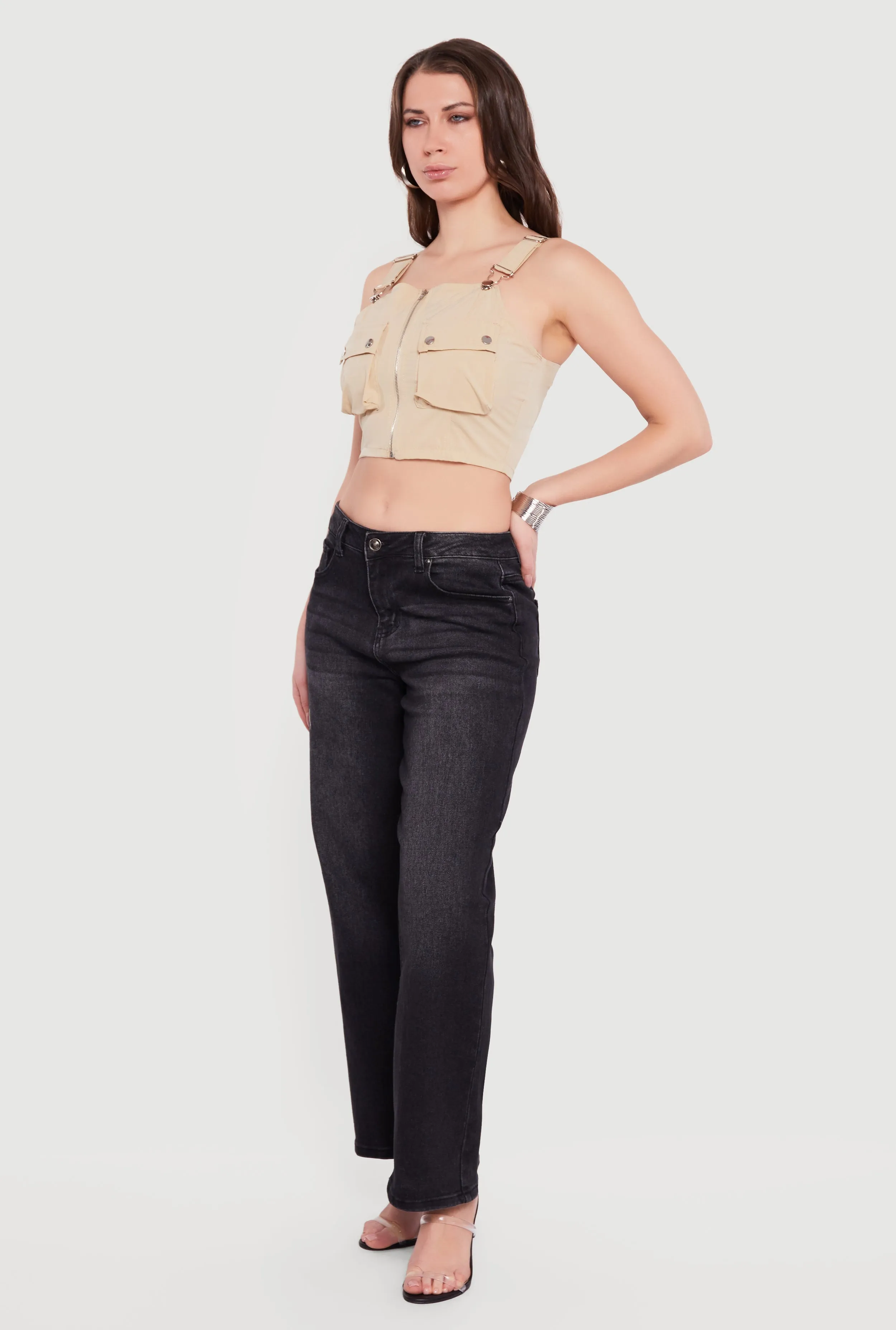 Zip Front Utility Overall Crop Top sold by Rainbow product image thumbnail 3