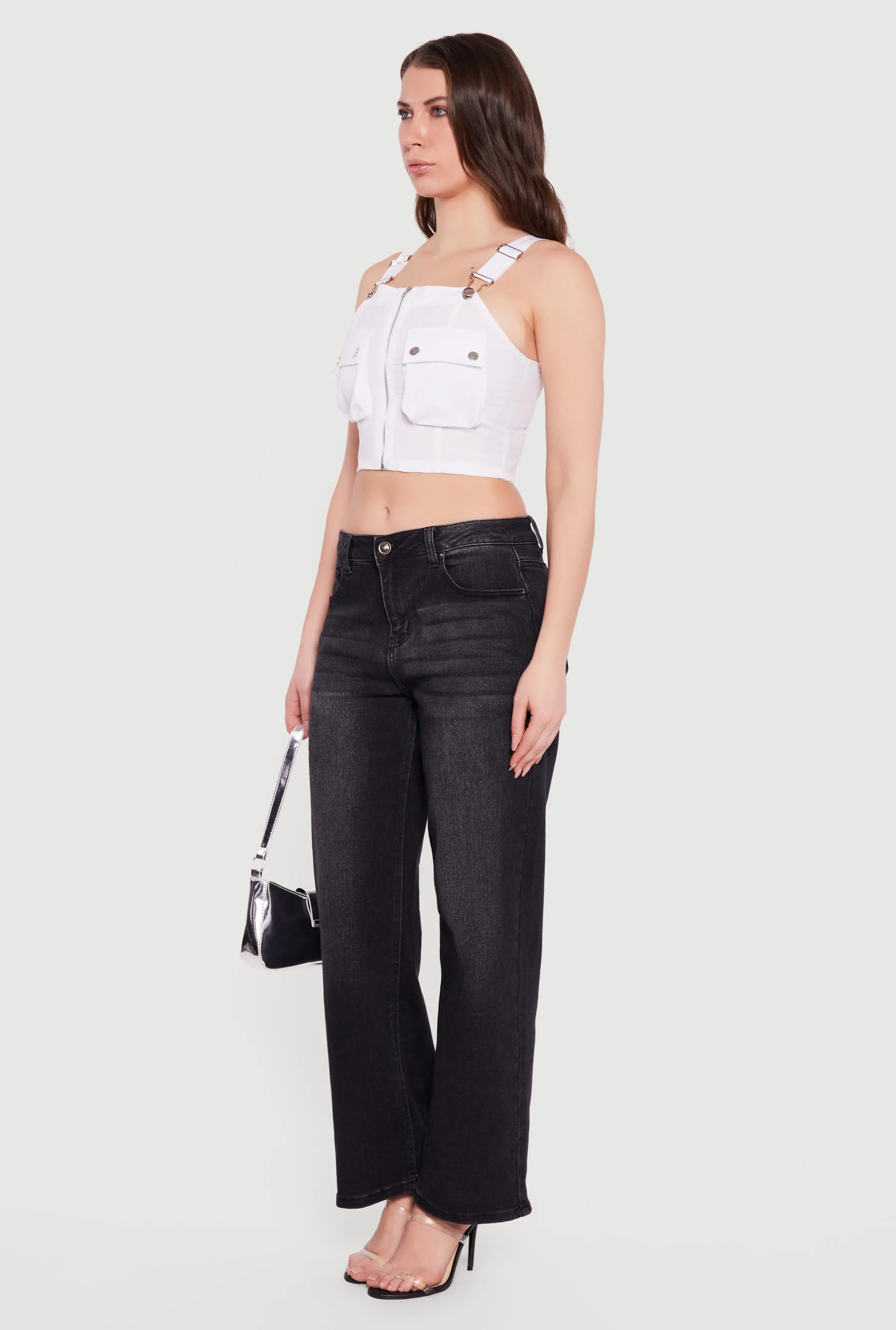 Zip Front Utility Overall Crop Top sold by Rainbow product image thumbnail 3