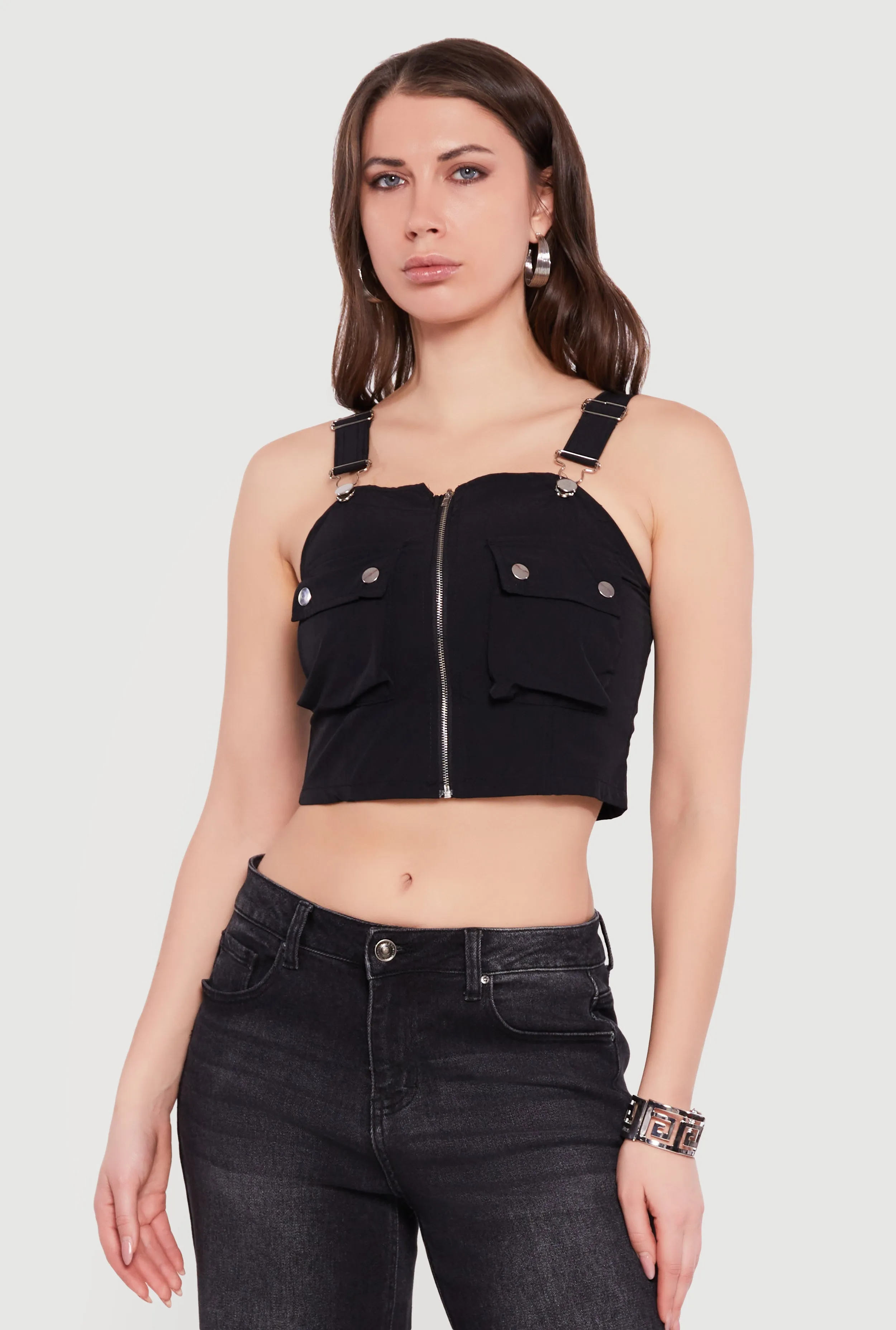 Zip Front Utility Overall Crop Top sold by Rainbow product image thumbnail 2