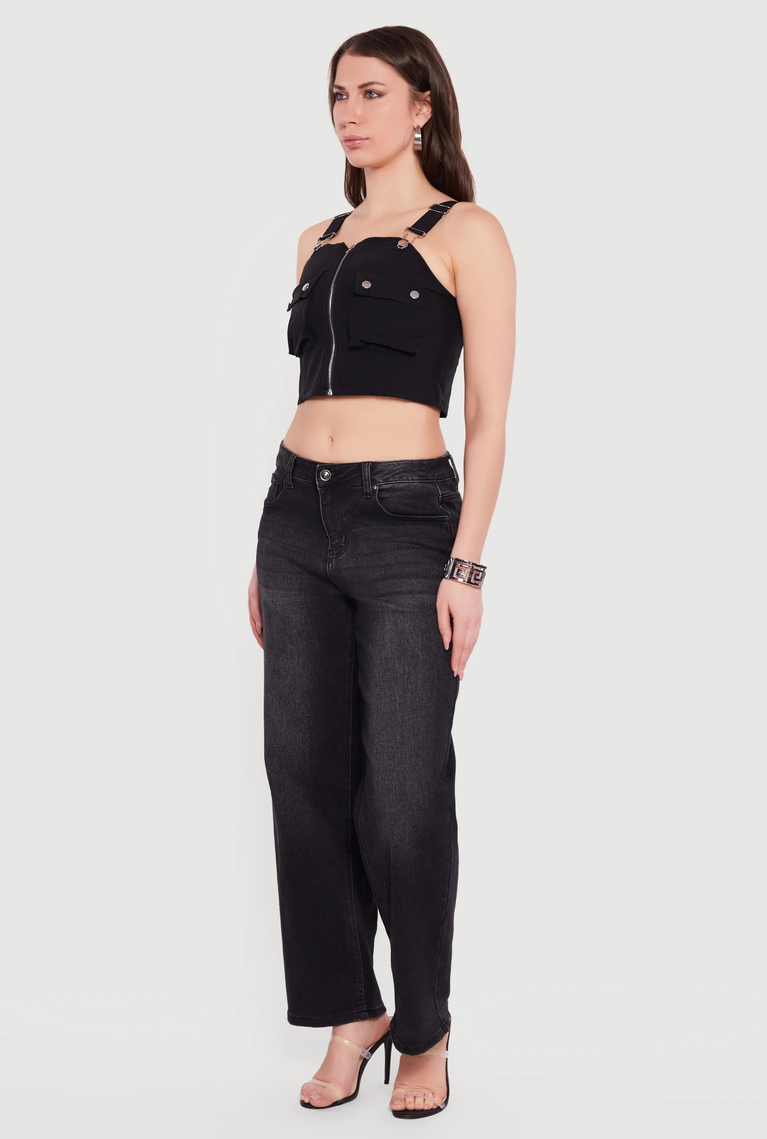 Zip Front Utility Overall Crop Top sold by Rainbow product image thumbnail 3