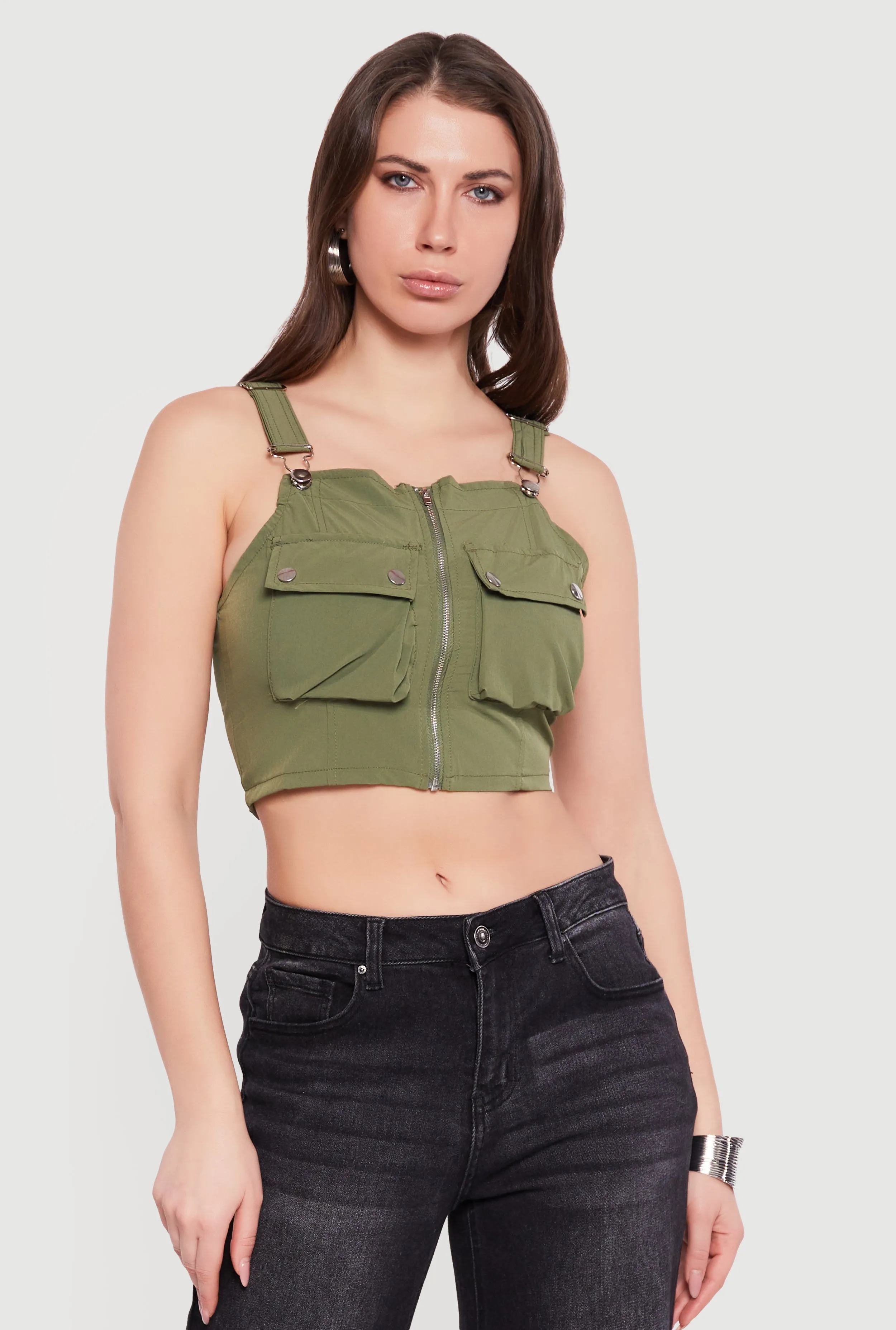 Zip Front Utility Overall Crop Top sold by Rainbow product image thumbnail 2