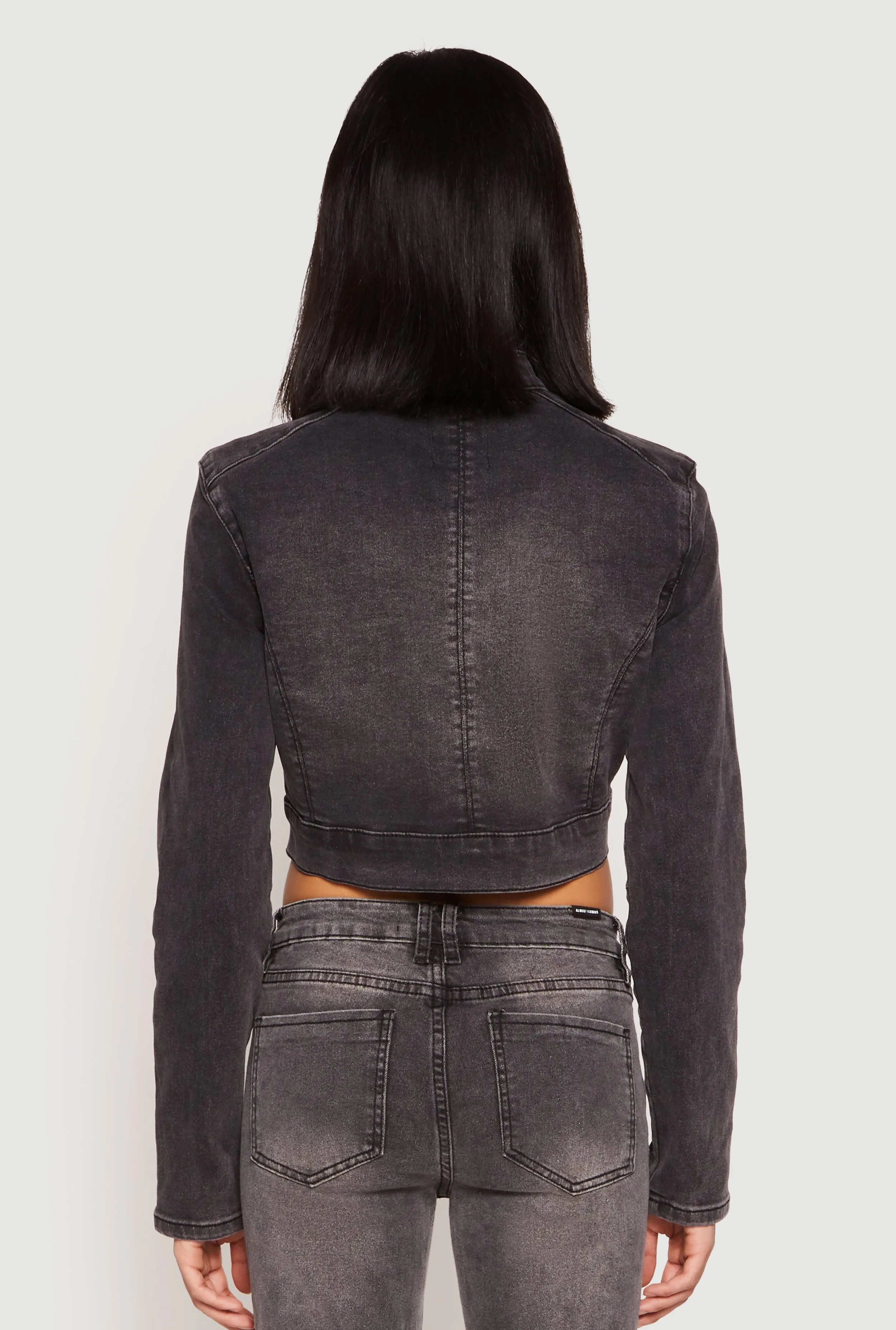 Almost Famous Denim Moto Cropped Jacket sold by Rainbow product image thumbnail 5